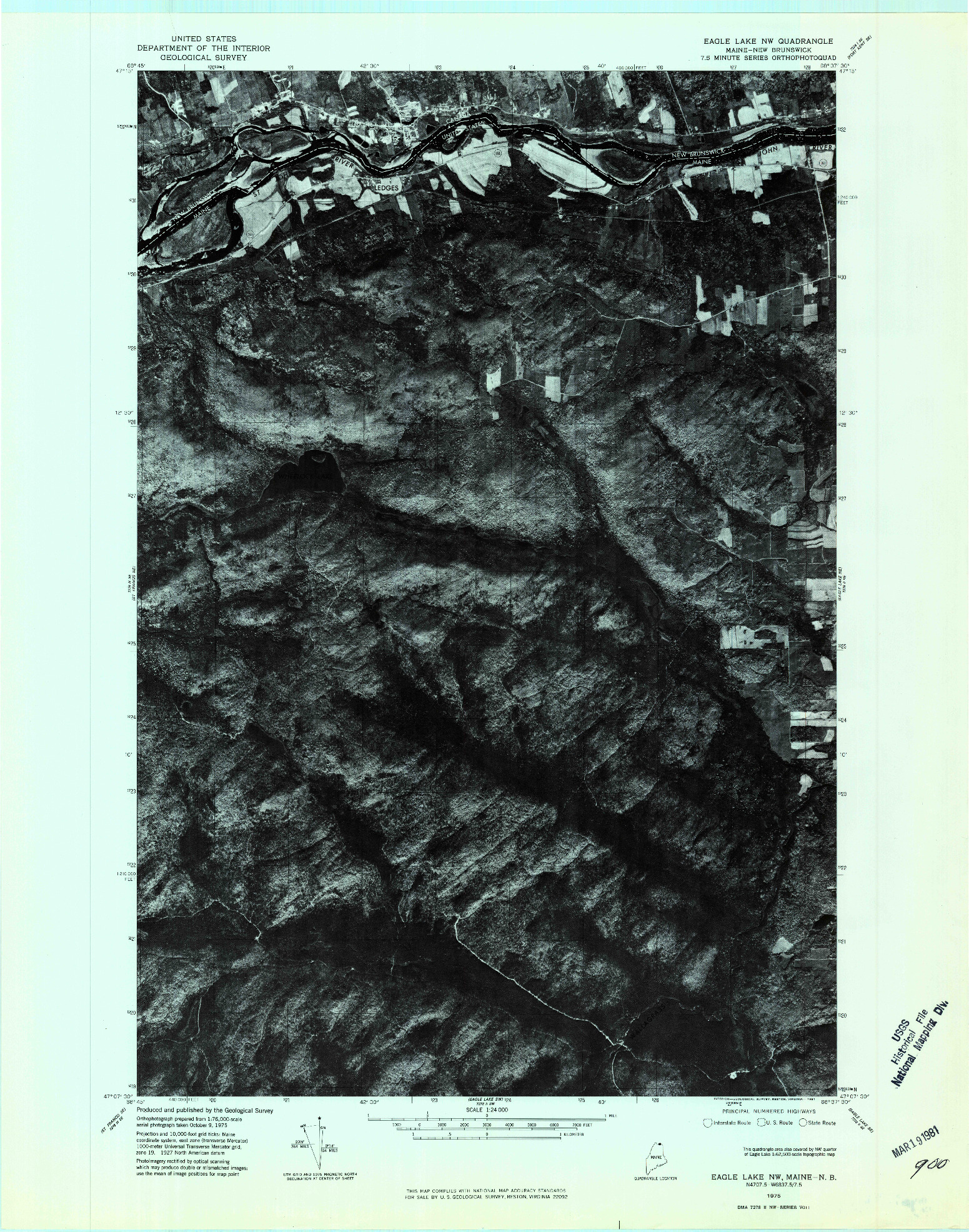 USGS 1:24000-SCALE QUADRANGLE FOR EAGLE LAKE NW, ME 1975