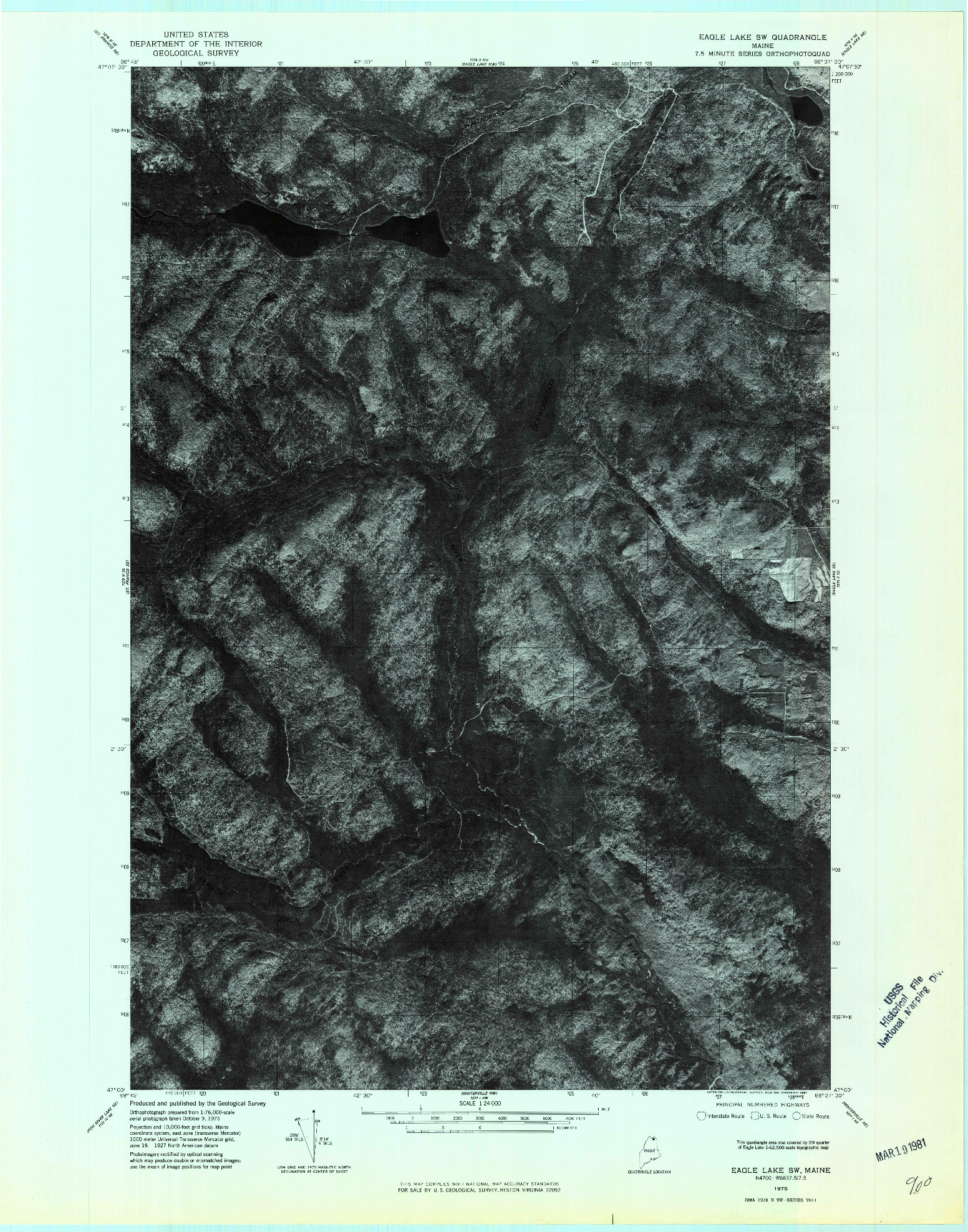 USGS 1:24000-SCALE QUADRANGLE FOR EAGLE LAKE SW, ME 1975