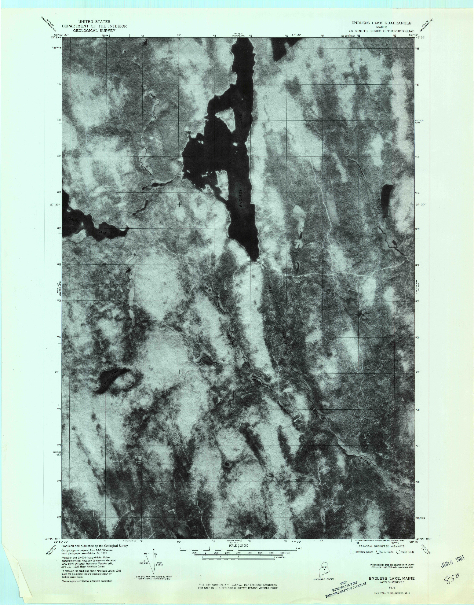 USGS 1:24000-SCALE QUADRANGLE FOR ENDLESS LAKE, ME 1978