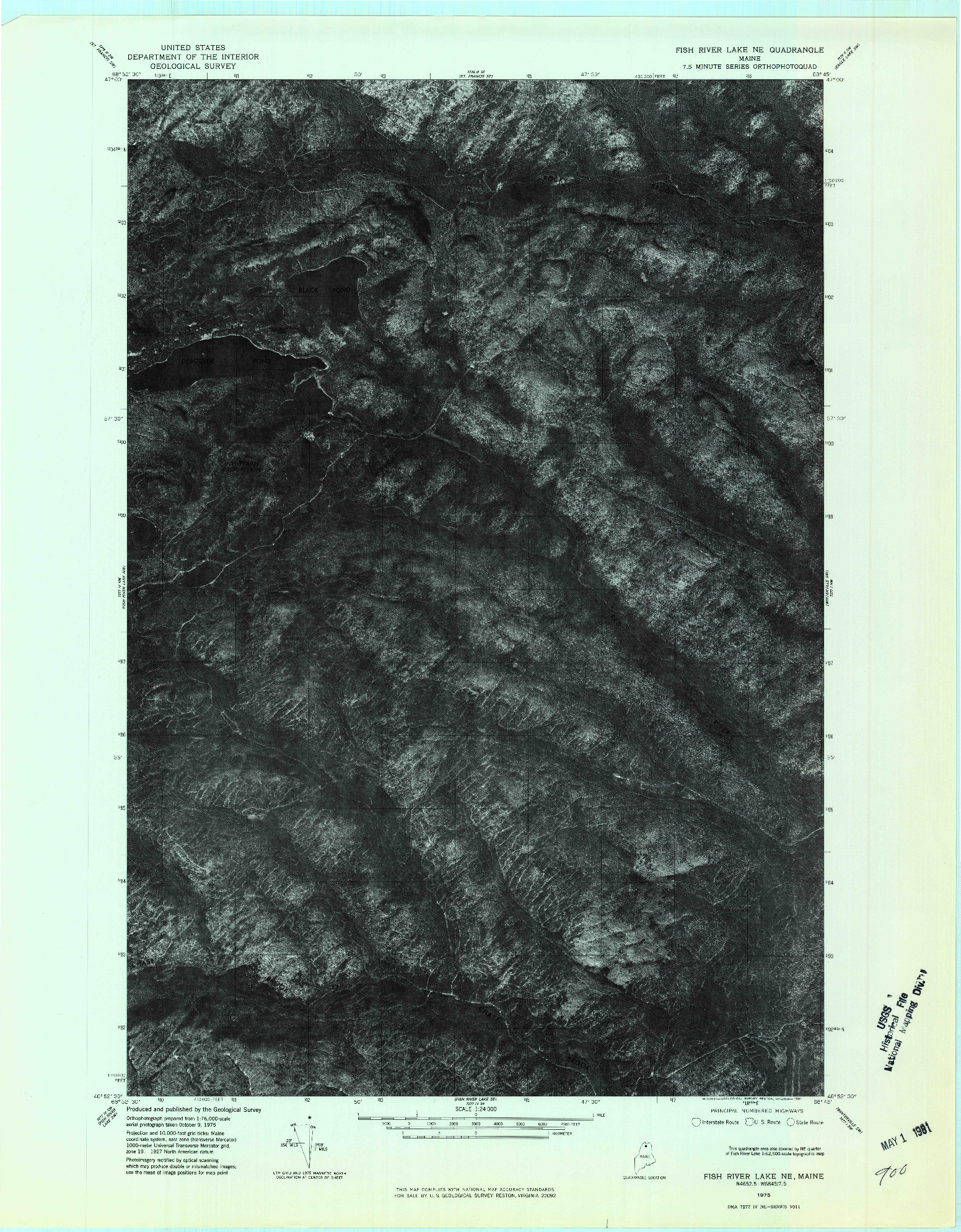 USGS 1:24000-SCALE QUADRANGLE FOR FISH RIVER LAKE NE, ME 1975