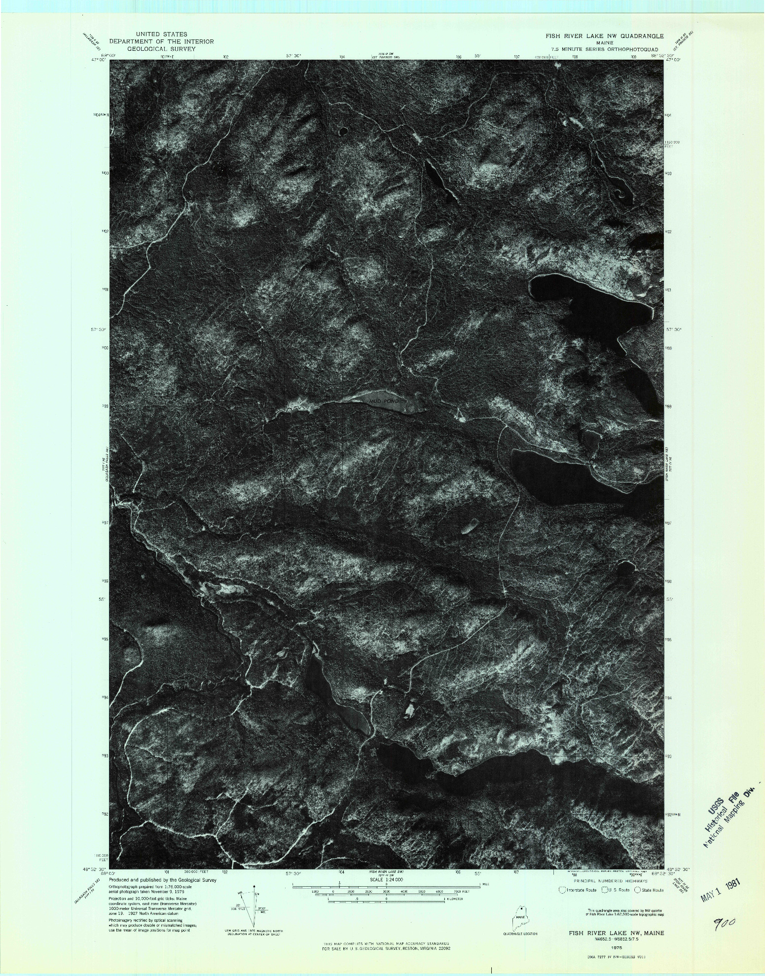 USGS 1:24000-SCALE QUADRANGLE FOR FISH RIVER LAKE NW, ME 1975