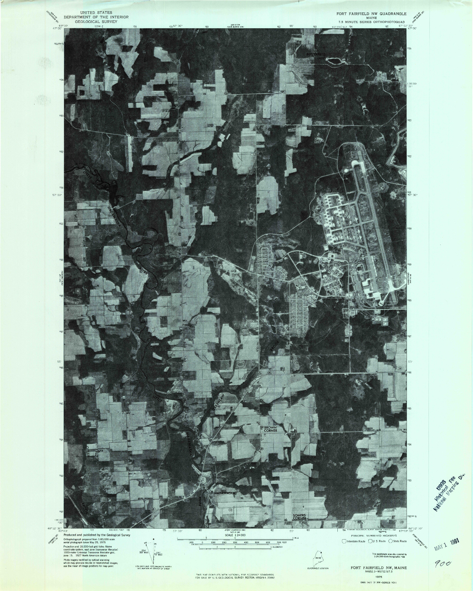 USGS 1:24000-SCALE QUADRANGLE FOR FORT FAIRFIELD NW, ME 1975