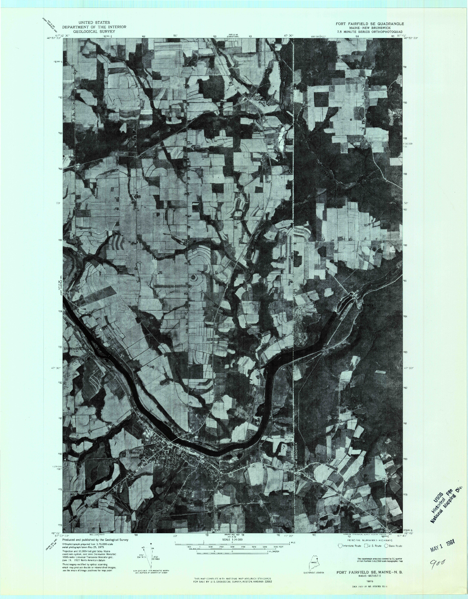 USGS 1:24000-SCALE QUADRANGLE FOR FORT FAIRFIELD SE, ME 1975