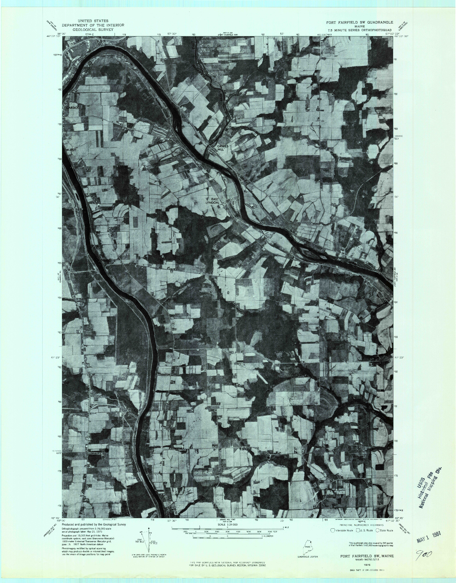 USGS 1:24000-SCALE QUADRANGLE FOR FORT FAIRFIELD SW, ME 1975