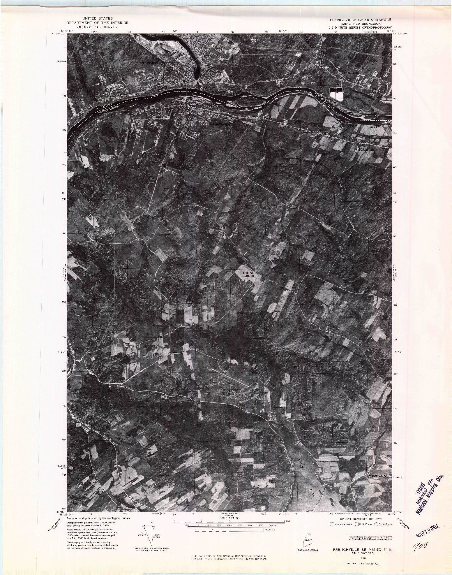 USGS 1:24000-SCALE QUADRANGLE FOR FRENCHVILLE SE, ME 1975