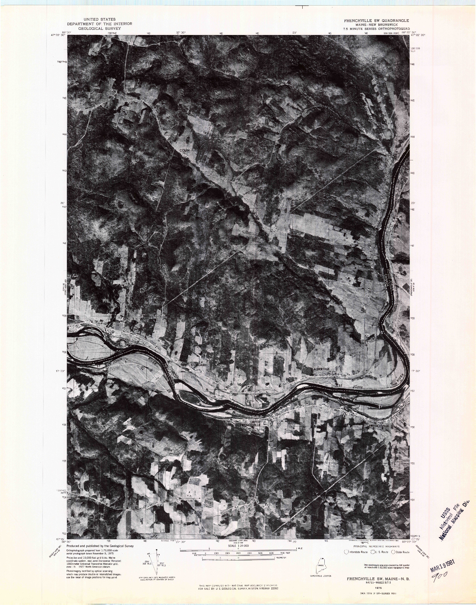 USGS 1:24000-SCALE QUADRANGLE FOR FRENCHVILLE SW, ME 1975