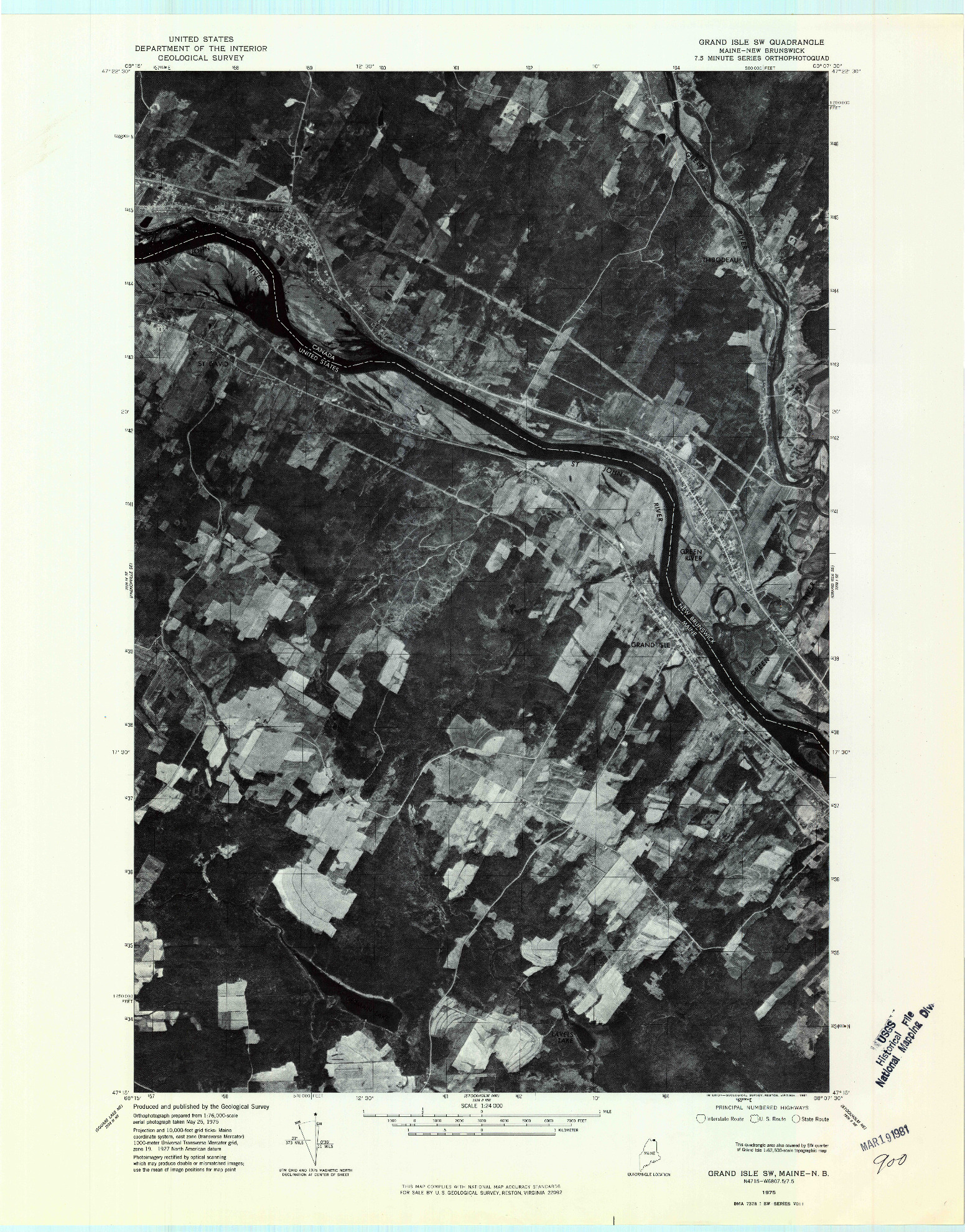 USGS 1:24000-SCALE QUADRANGLE FOR GRAND ISLE SW, ME 1975