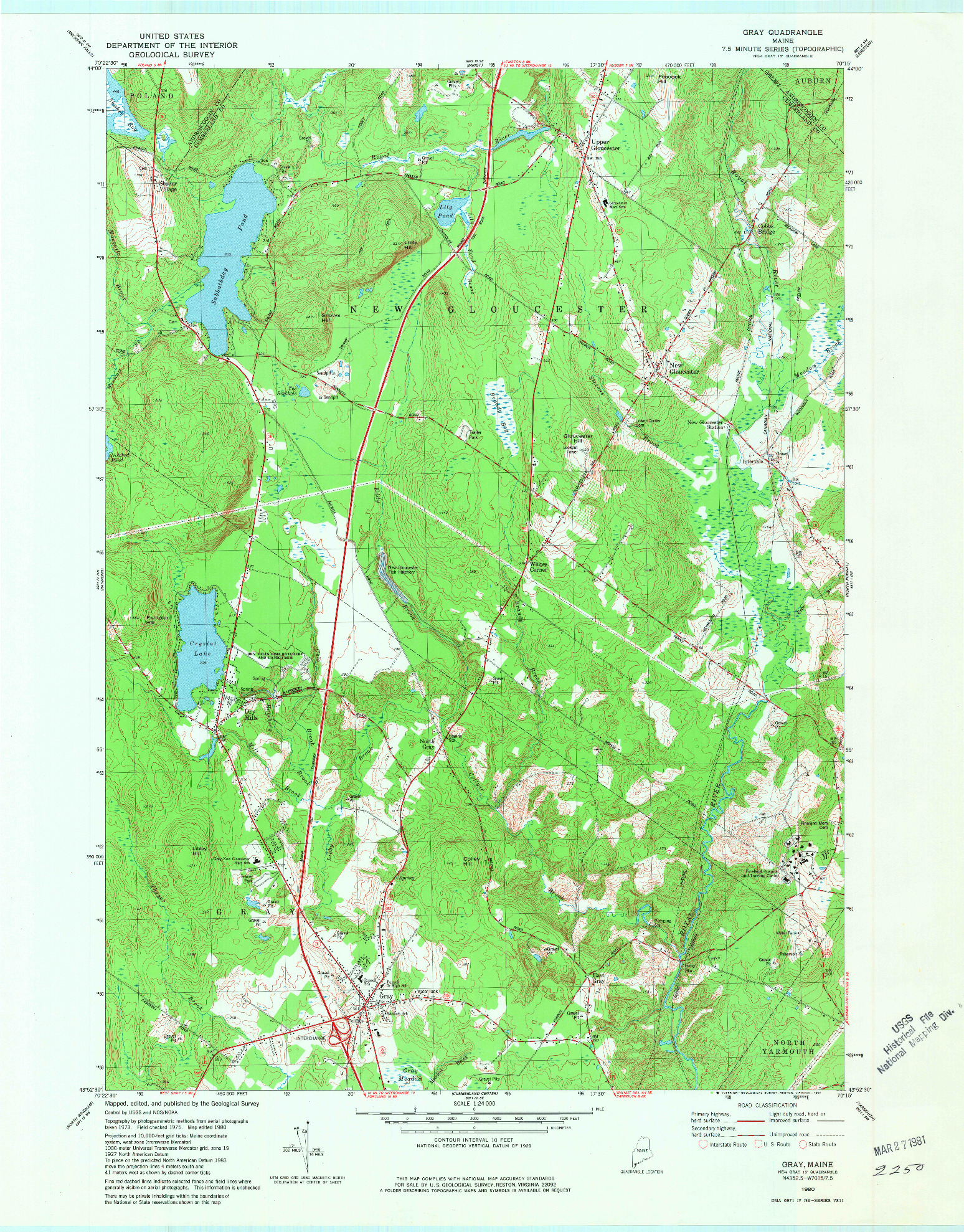 USGS 1:24000-SCALE QUADRANGLE FOR GRAY, ME 1980