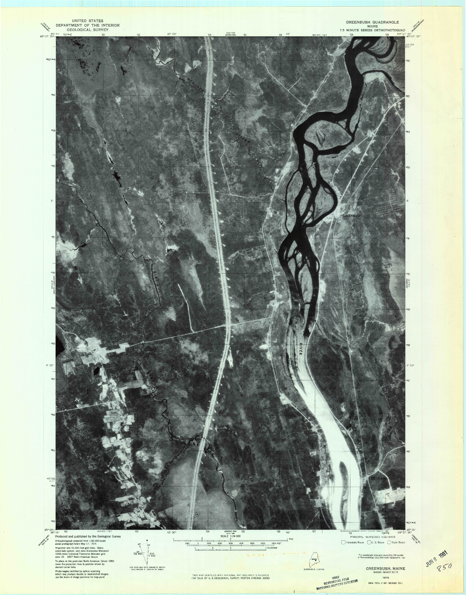 USGS 1:24000-SCALE QUADRANGLE FOR GREENBUSH, ME 1975