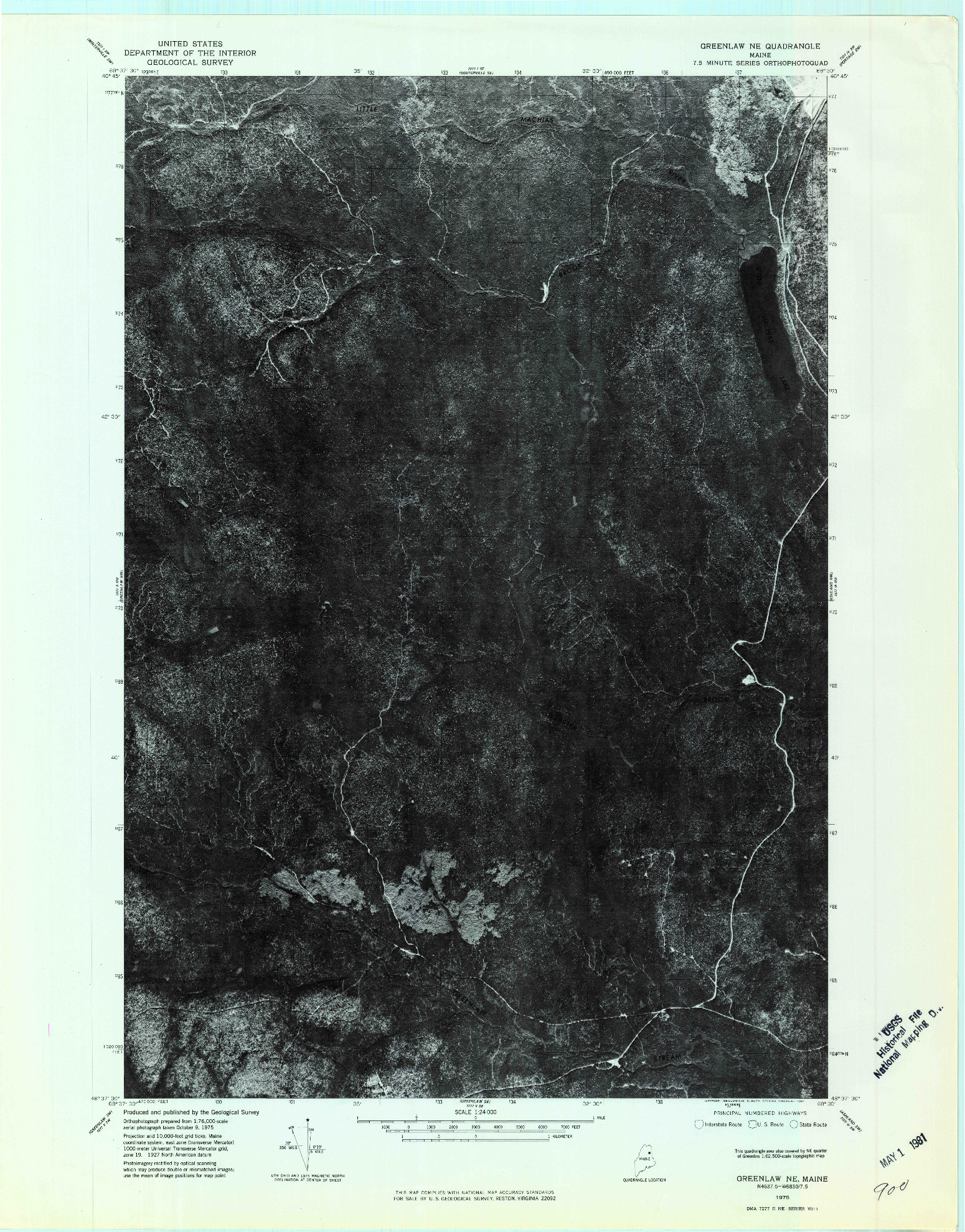 USGS 1:24000-SCALE QUADRANGLE FOR GREENLAW NE, ME 1975