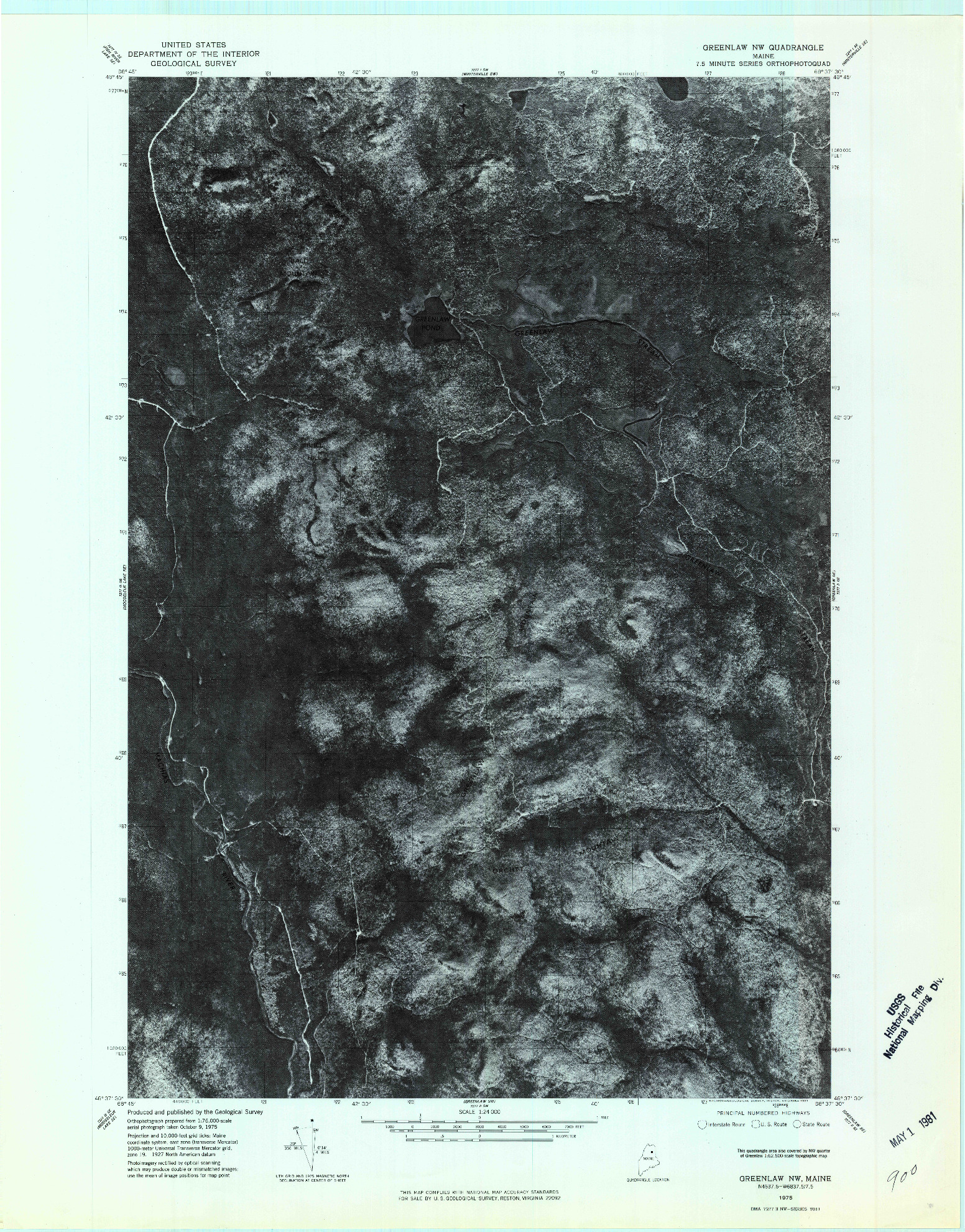 USGS 1:24000-SCALE QUADRANGLE FOR GREENLAW NW, ME 1975