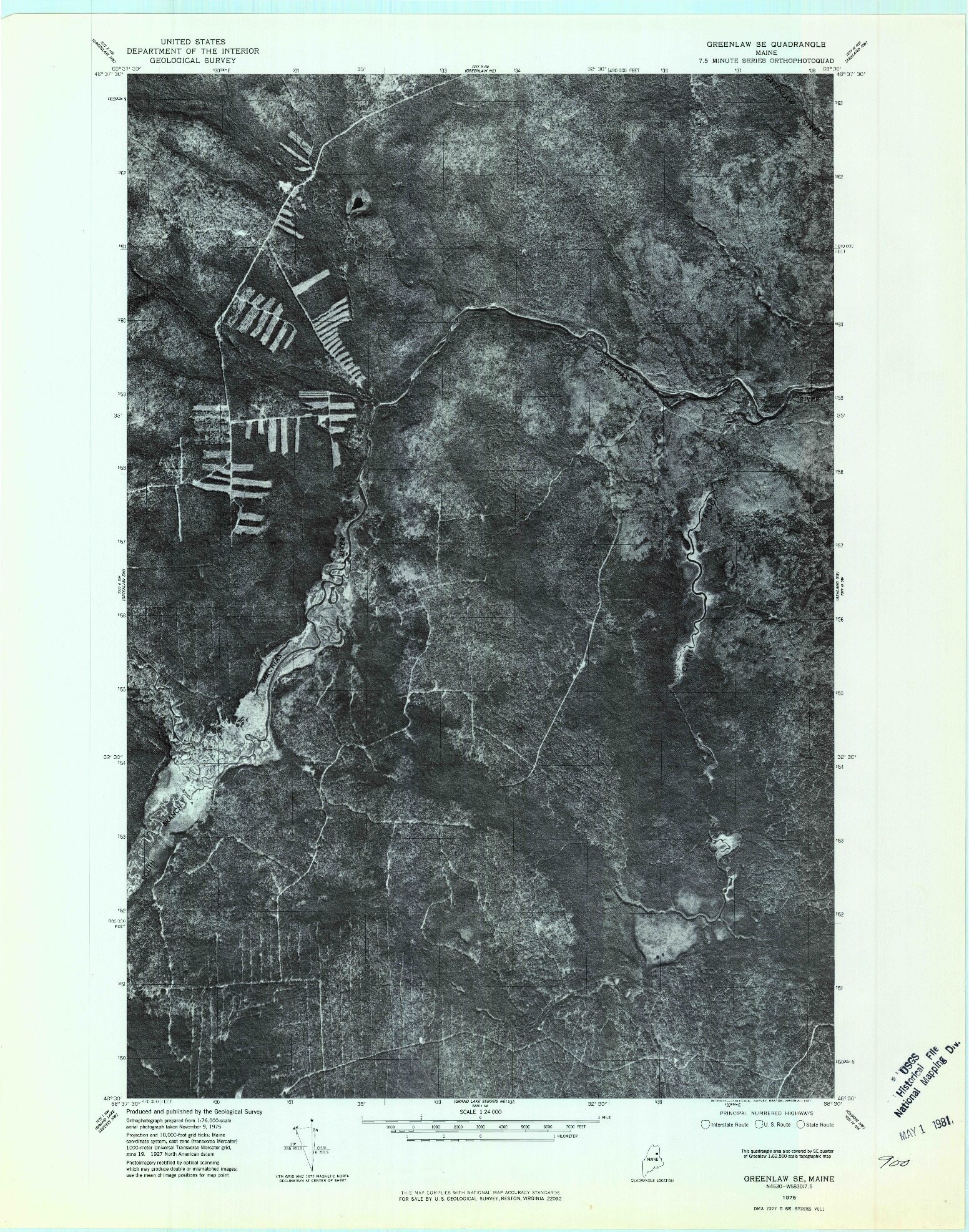 USGS 1:24000-SCALE QUADRANGLE FOR GREENLAW SE, ME 1975