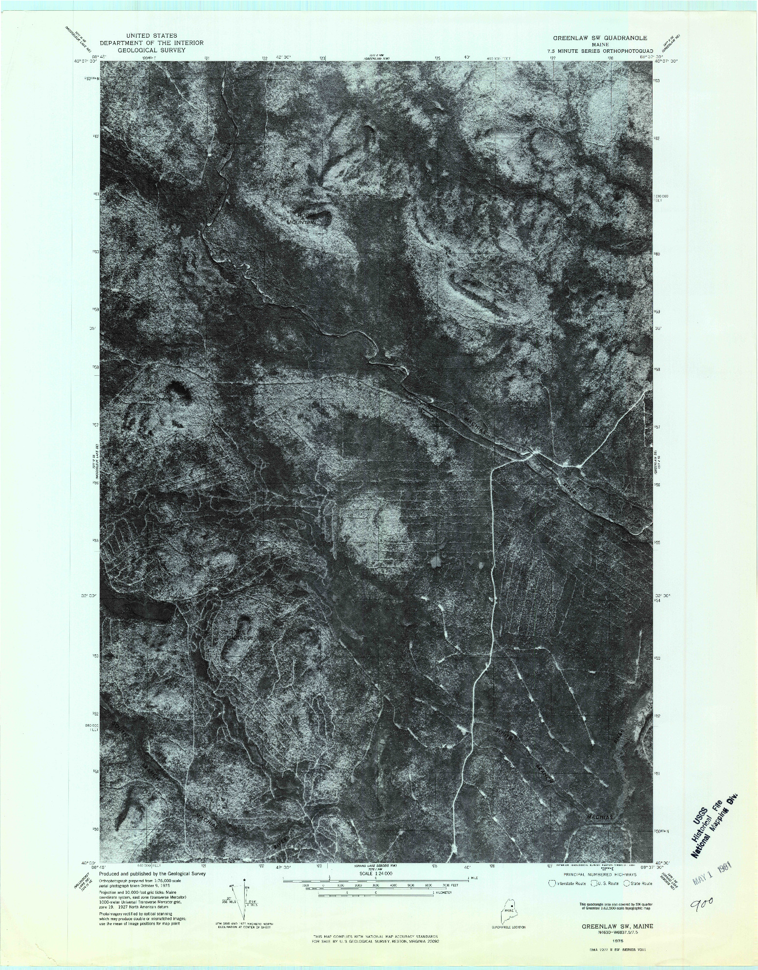 USGS 1:24000-SCALE QUADRANGLE FOR GREENLAW SW, ME 1975