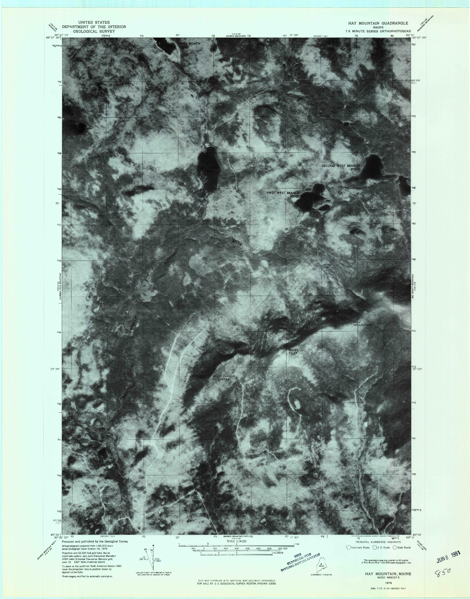 USGS 1:24000-SCALE QUADRANGLE FOR HAY MOUNTAIN, ME 1978