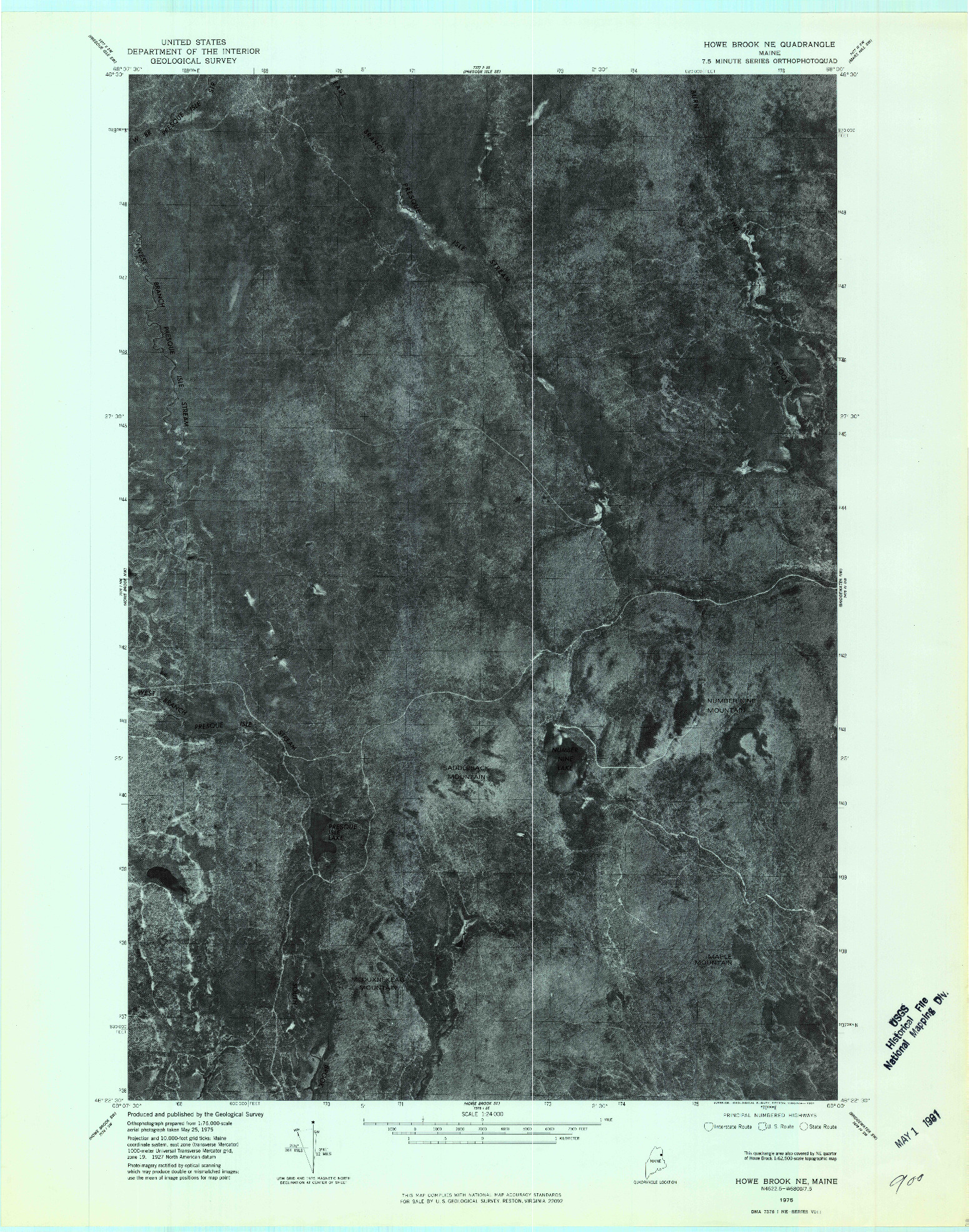 USGS 1:24000-SCALE QUADRANGLE FOR HOWE BROOK NE, ME 1975