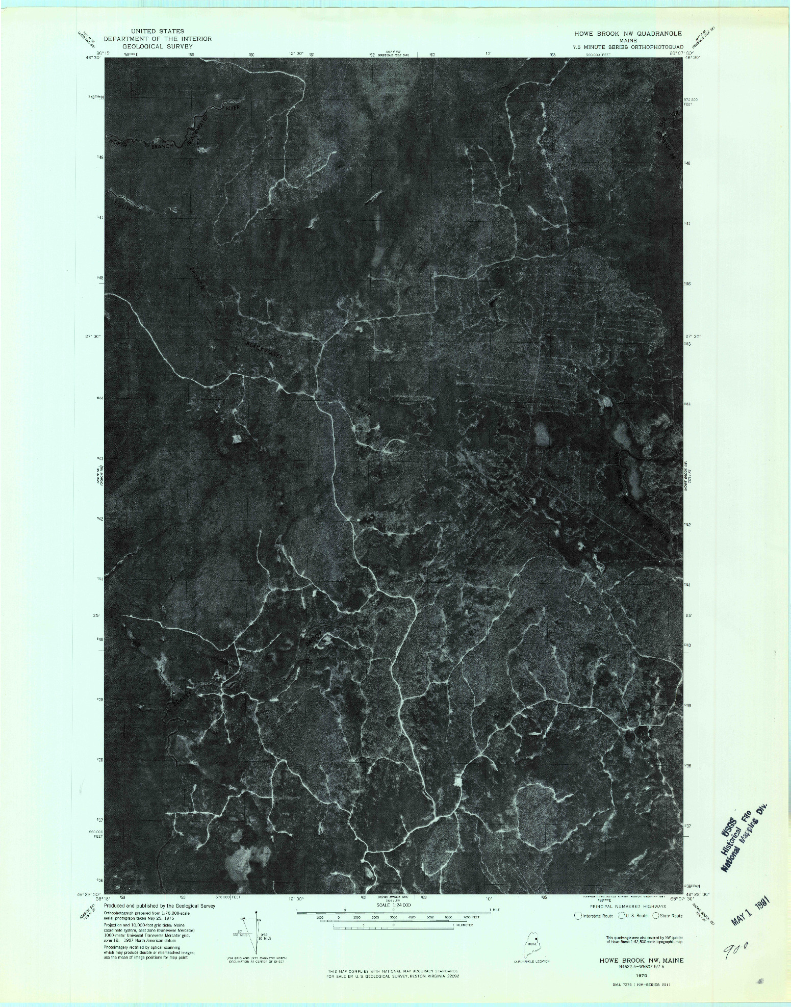 USGS 1:24000-SCALE QUADRANGLE FOR HOWE BROOK NW, ME 1975