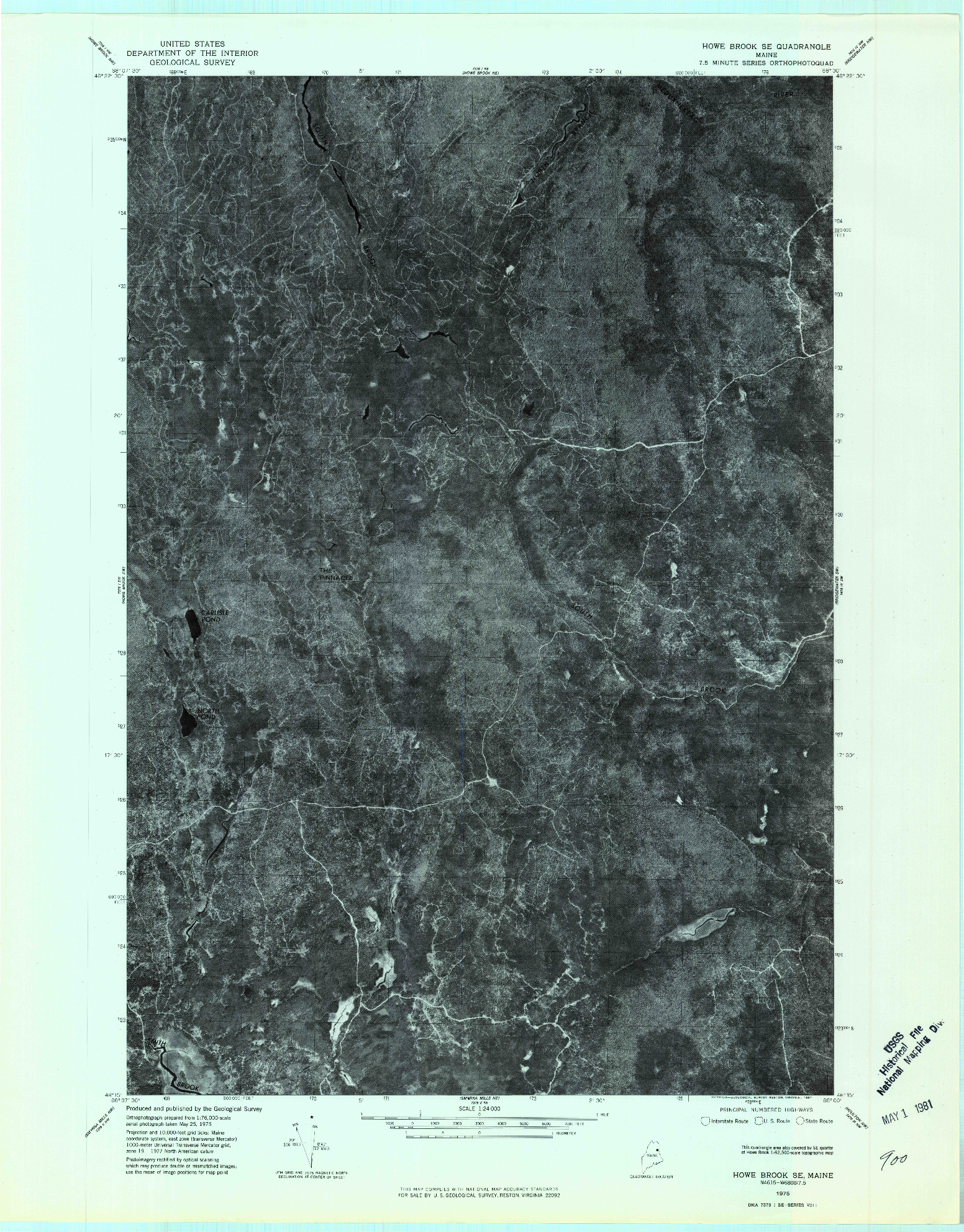 USGS 1:24000-SCALE QUADRANGLE FOR HOWE BROOK SE, ME 1975