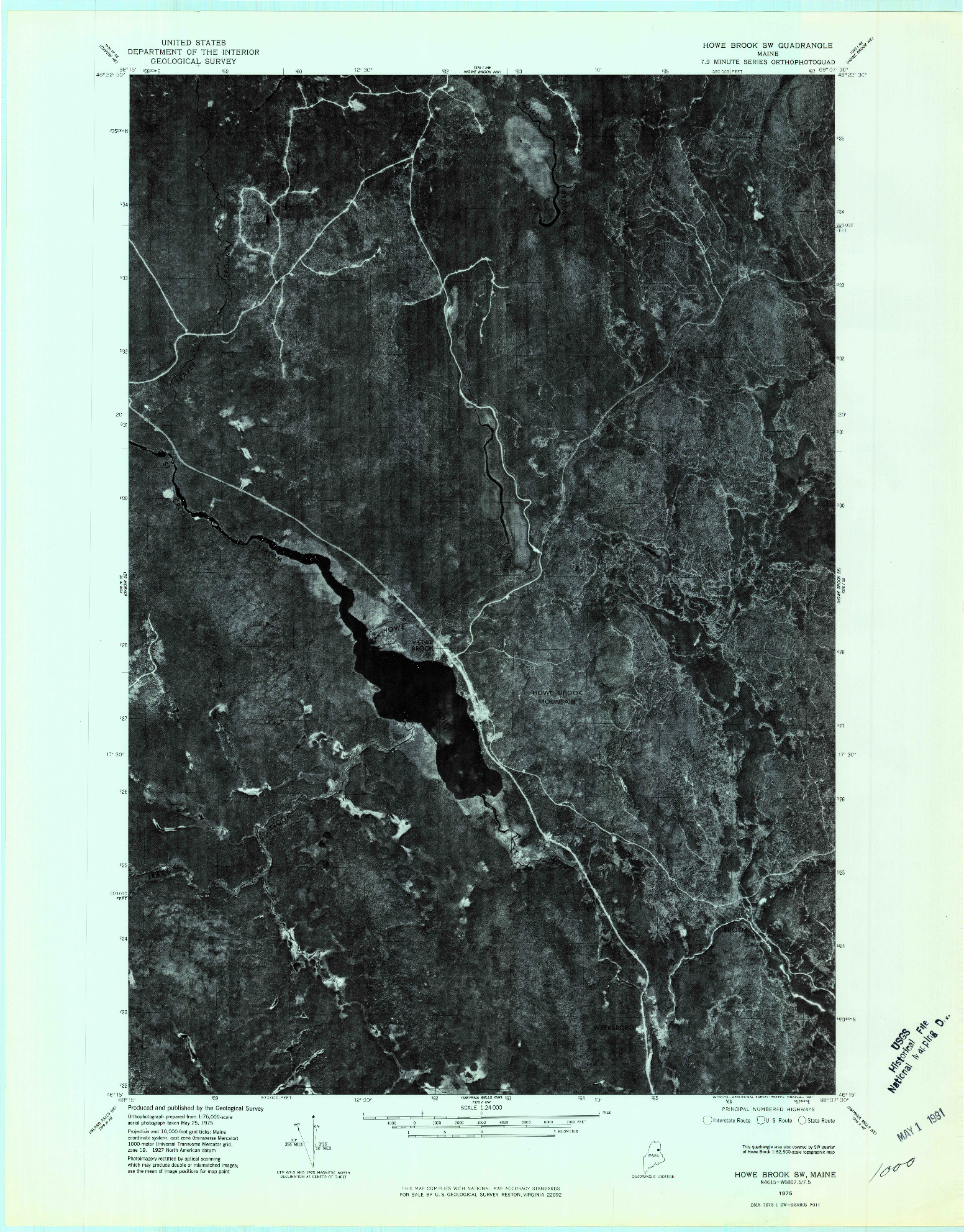 USGS 1:24000-SCALE QUADRANGLE FOR HOWE BROOK SW, ME 1975