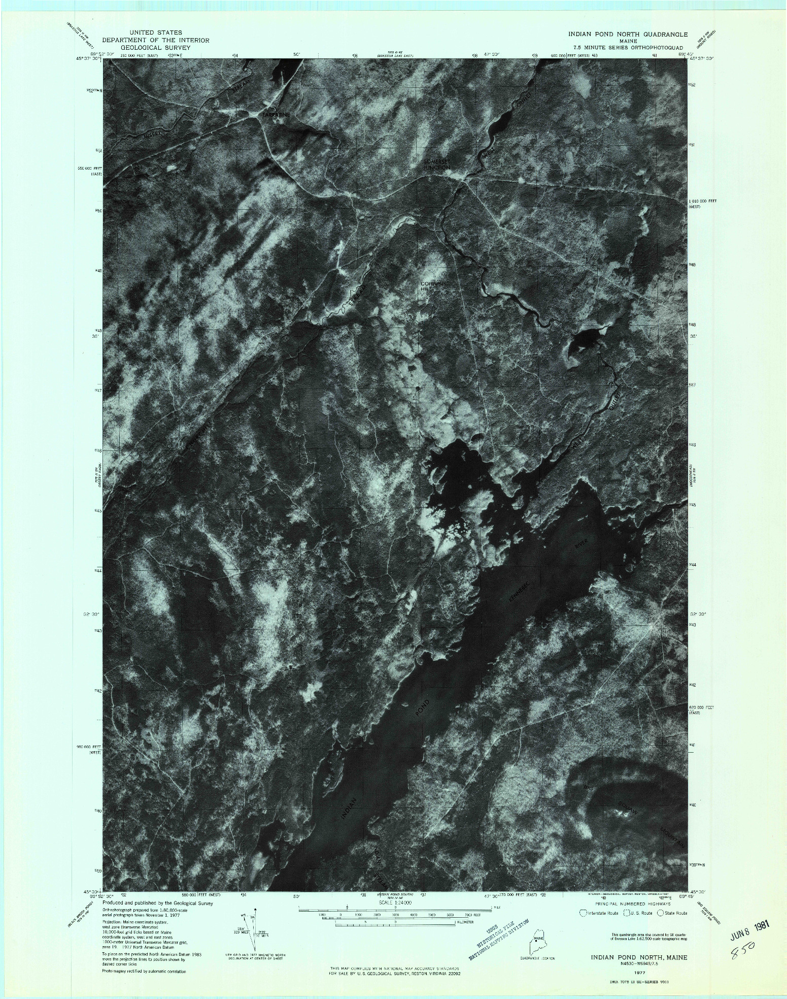 USGS 1:24000-SCALE QUADRANGLE FOR INDIAN POND NORTH, ME 1977