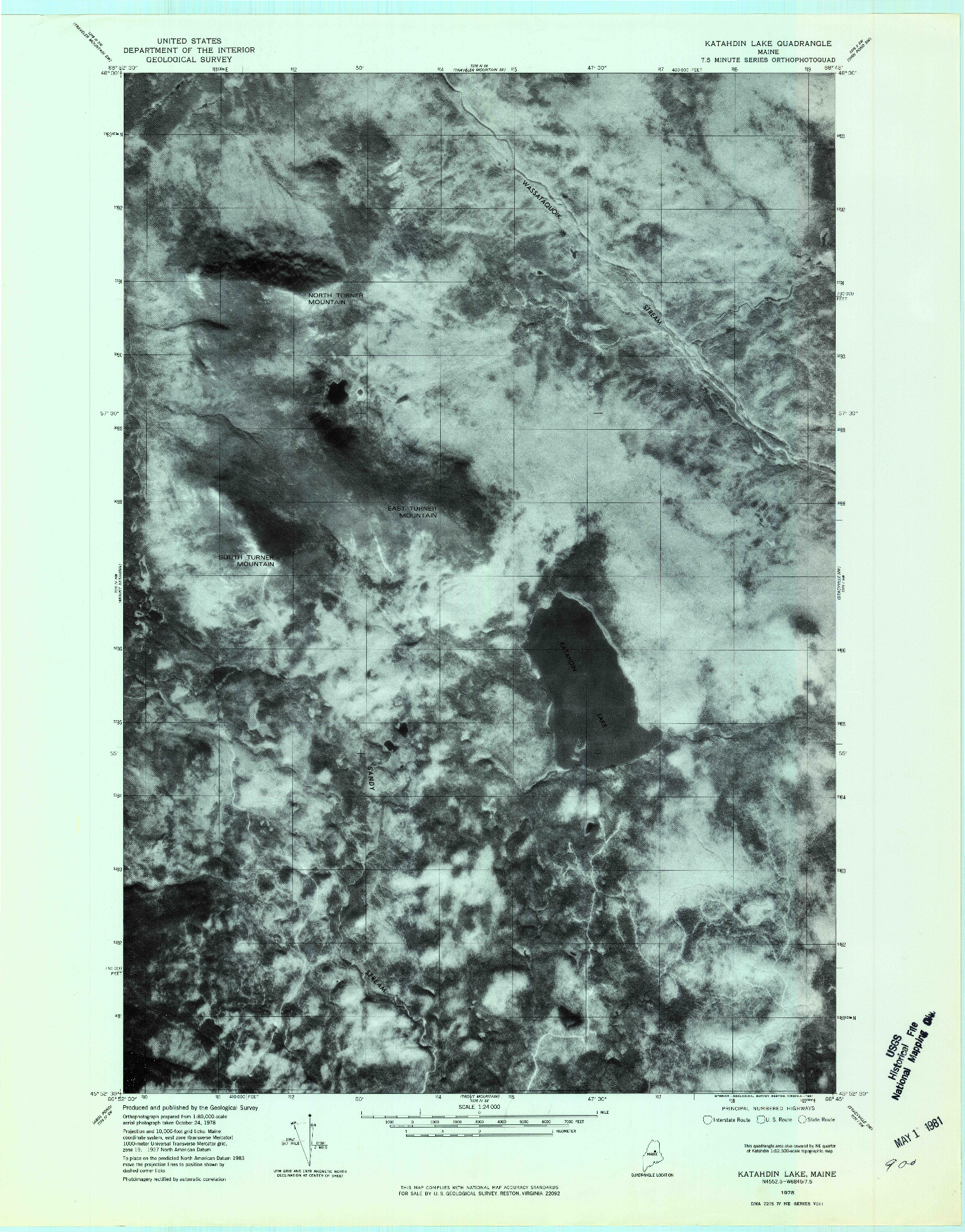 USGS 1:24000-SCALE QUADRANGLE FOR KATAHDIN LAKE, ME 1978
