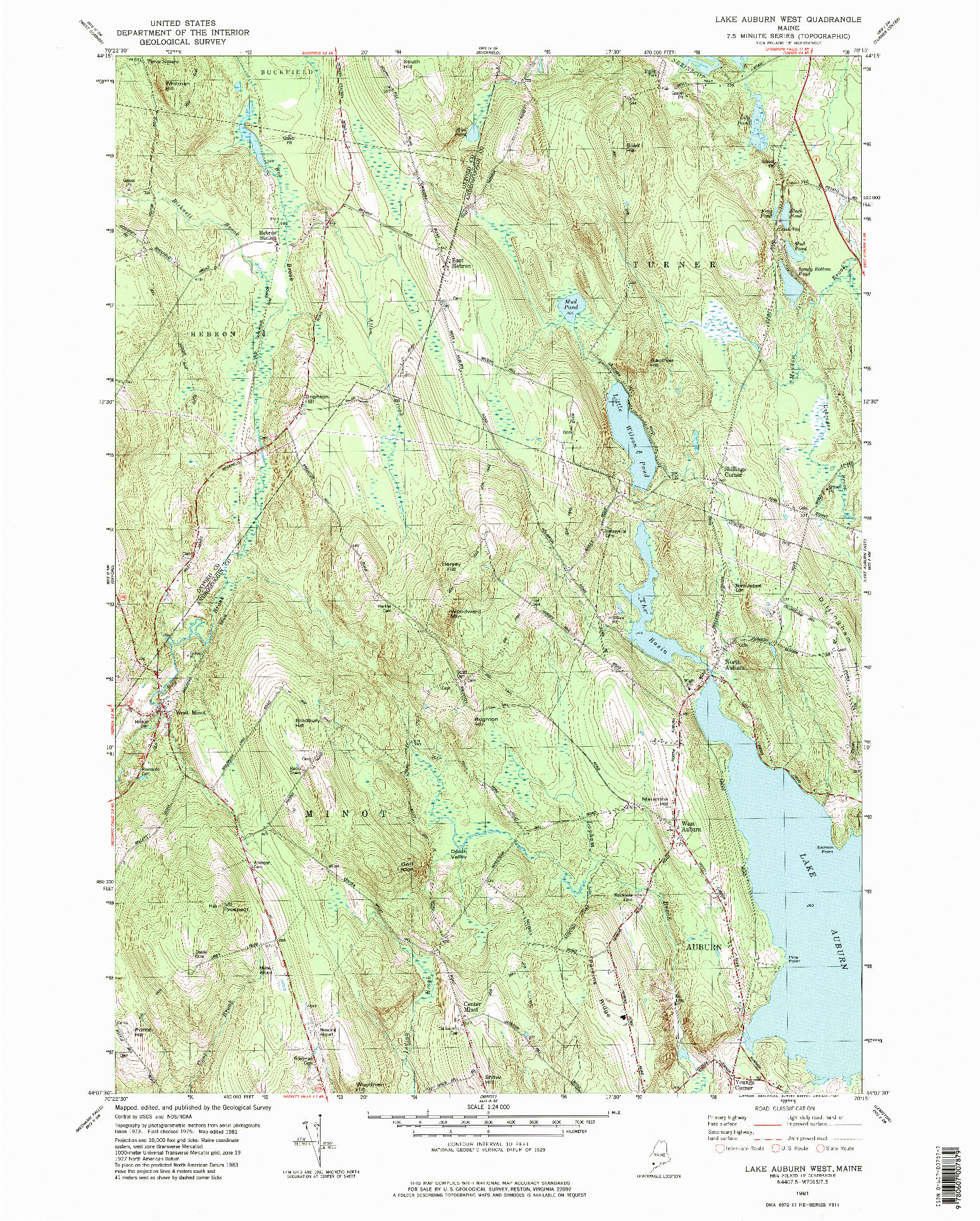 USGS 1:24000-SCALE QUADRANGLE FOR LAKE AUBURN WEST, ME 1981