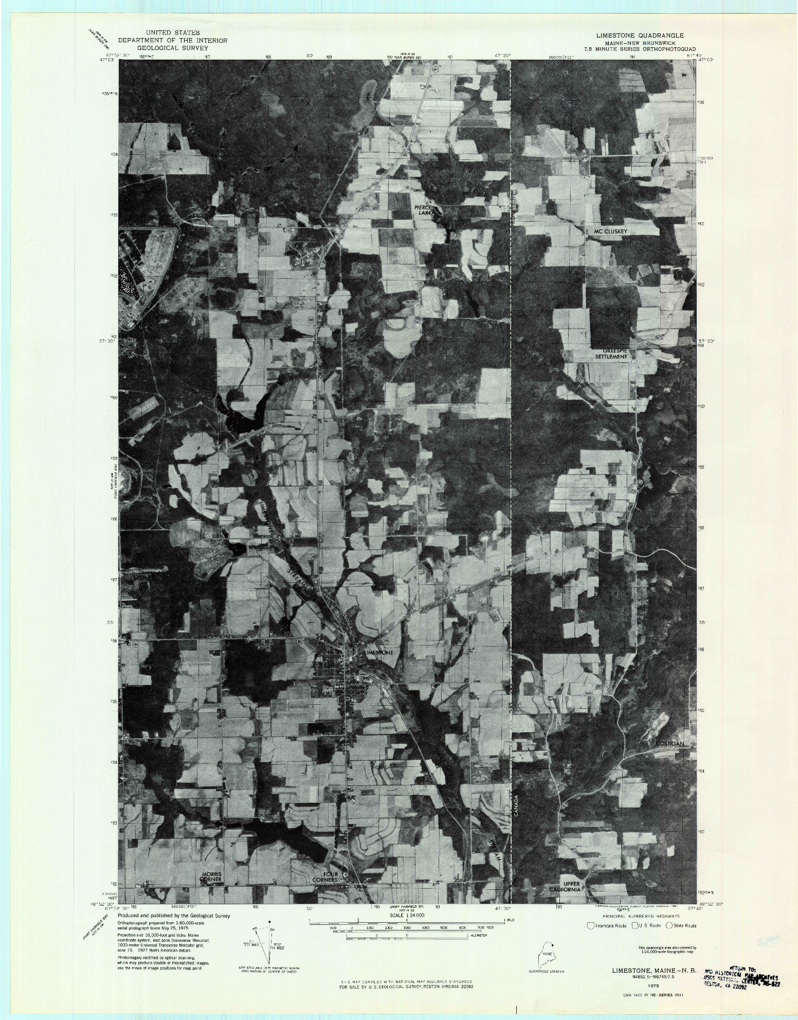 USGS 1:24000-SCALE QUADRANGLE FOR LIMESTONE, ME 1975