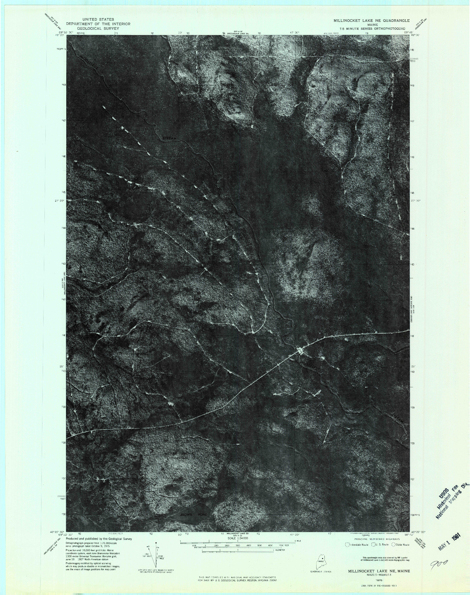 USGS 1:24000-SCALE QUADRANGLE FOR MILLINOCKET LAKE NE, ME 1975