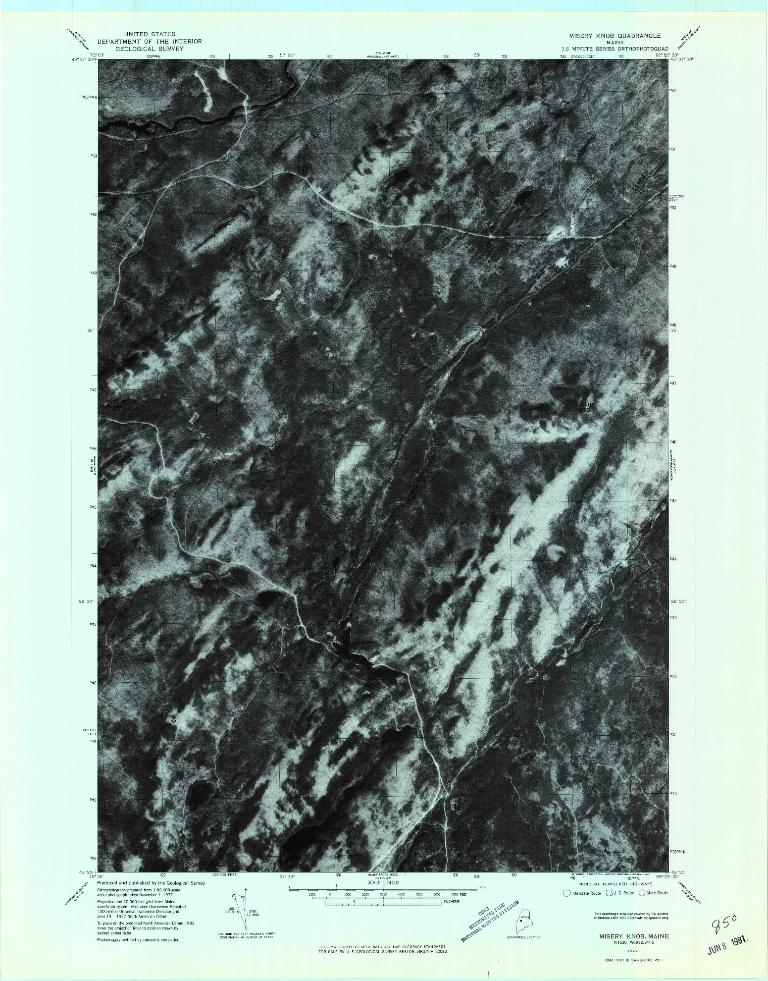 USGS 1:24000-SCALE QUADRANGLE FOR MISERY KNOB, ME 1977
