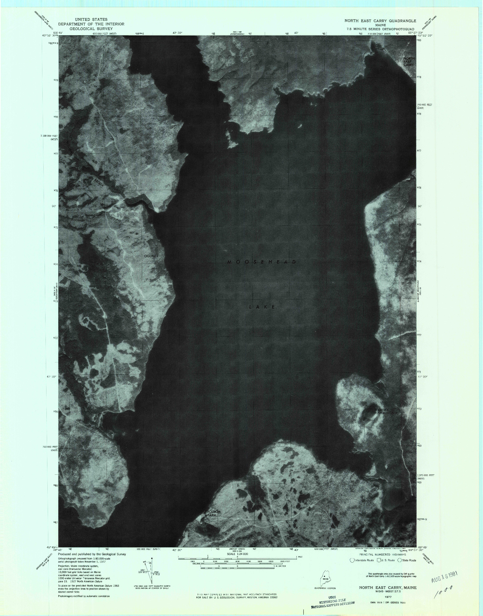 USGS 1:24000-SCALE QUADRANGLE FOR NORTH EAST CARRY, ME 1977