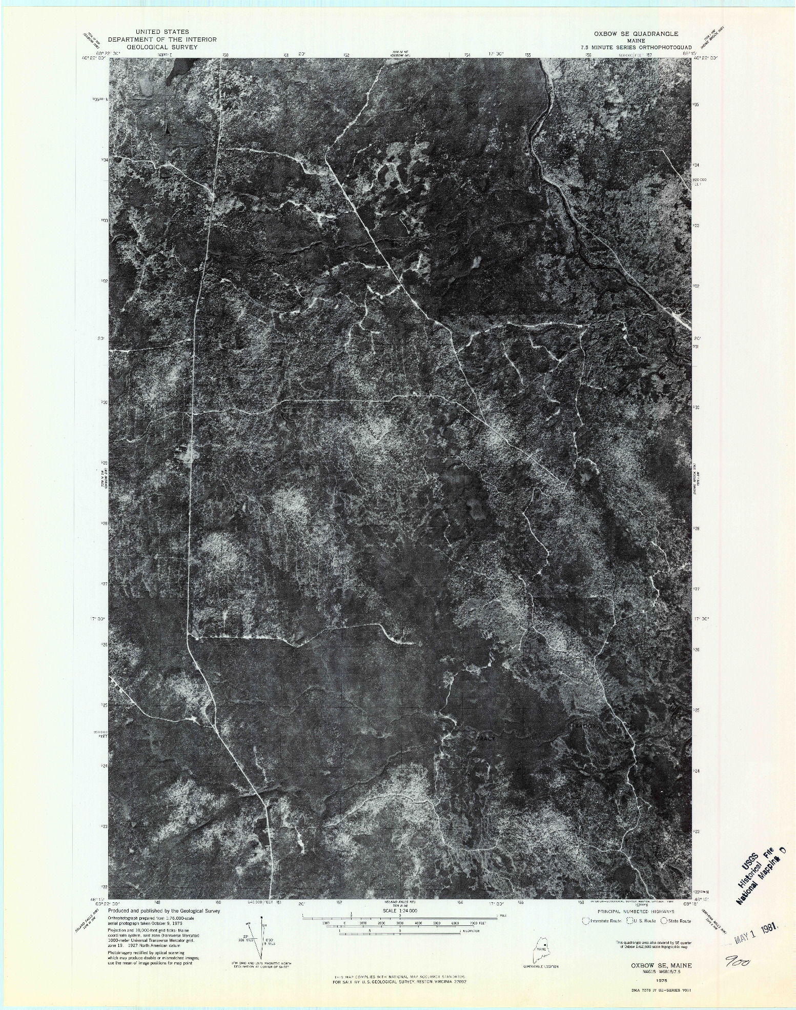 USGS 1:24000-SCALE QUADRANGLE FOR OXBOW SE, ME 1975