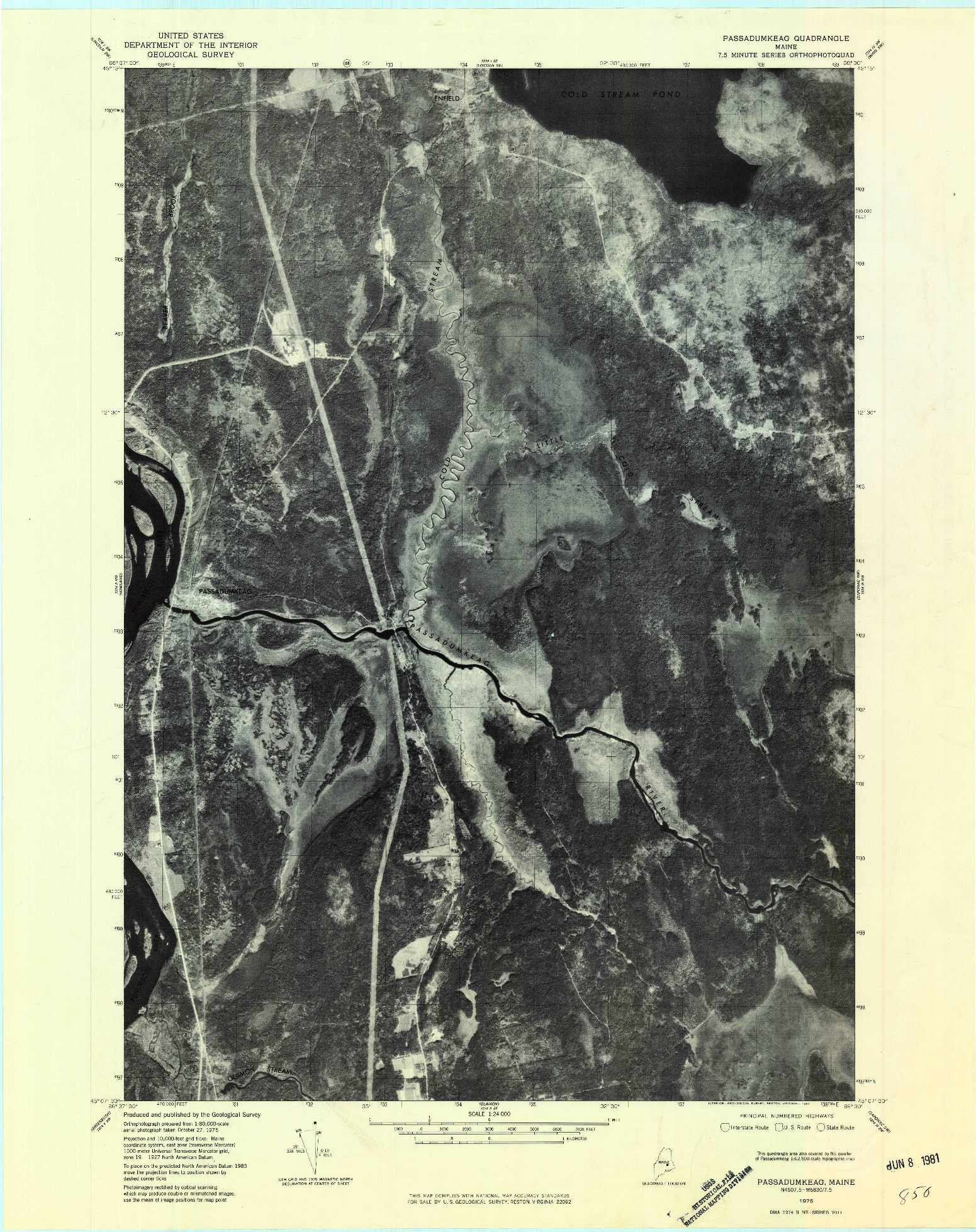 USGS 1:24000-SCALE QUADRANGLE FOR PASSADUMKEAG, ME 1975