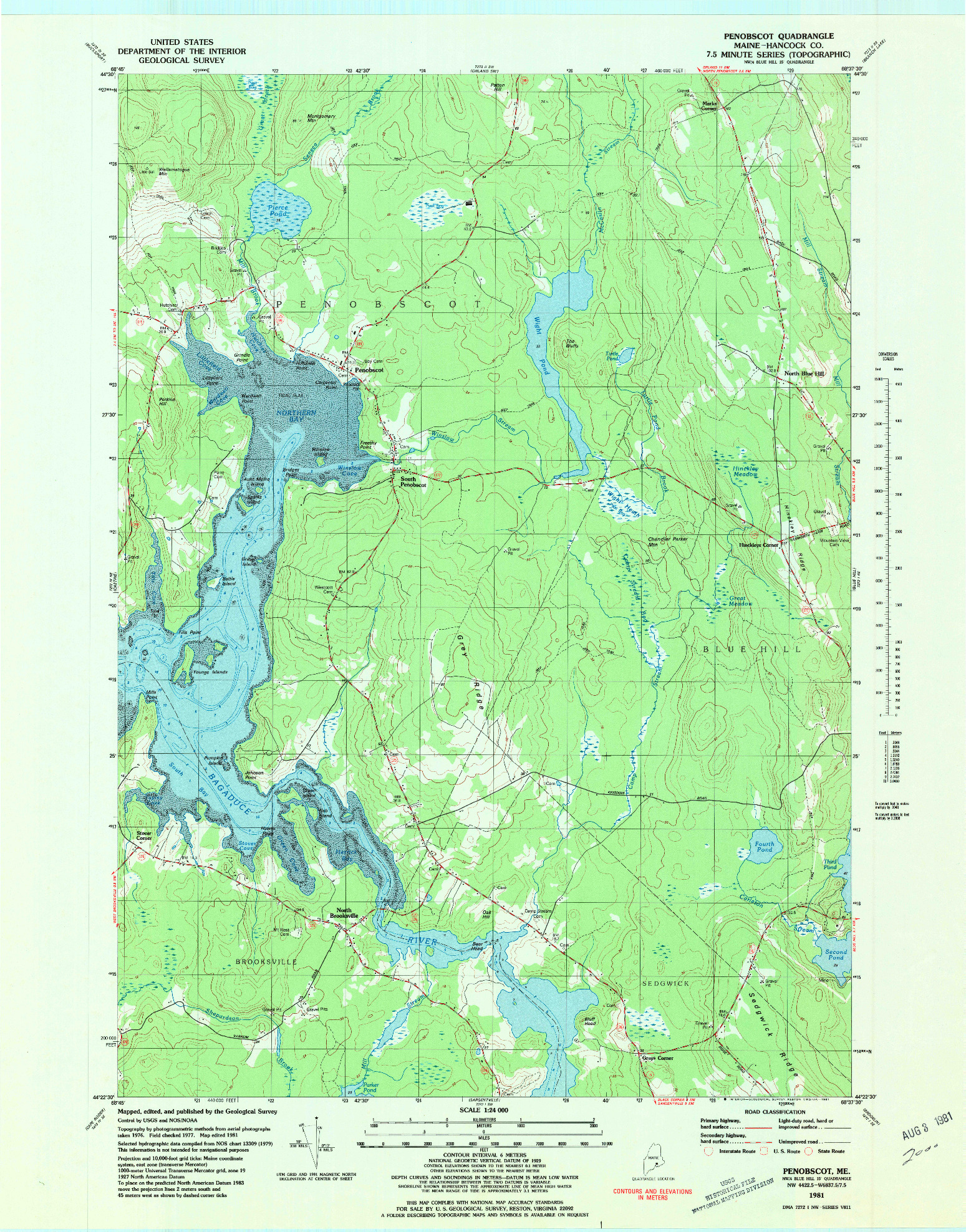 USGS 1:24000-SCALE QUADRANGLE FOR PENOBSCOT, ME 1981