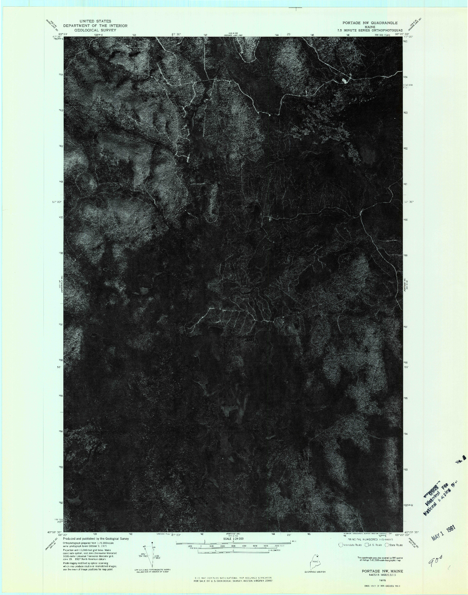 USGS 1:24000-SCALE QUADRANGLE FOR PORTAGE NW, ME 1975