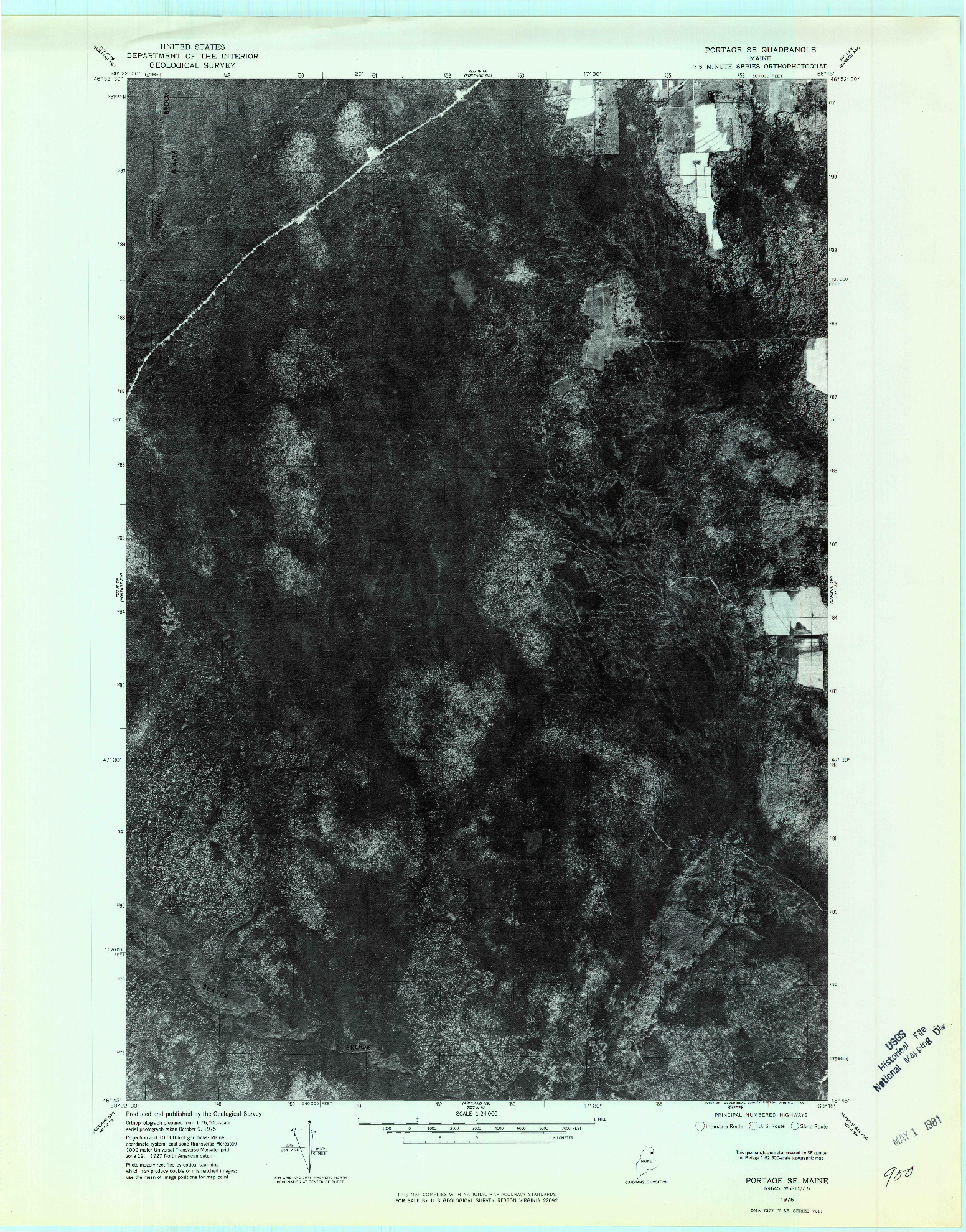 USGS 1:24000-SCALE QUADRANGLE FOR PORTAGE SE, ME 1975