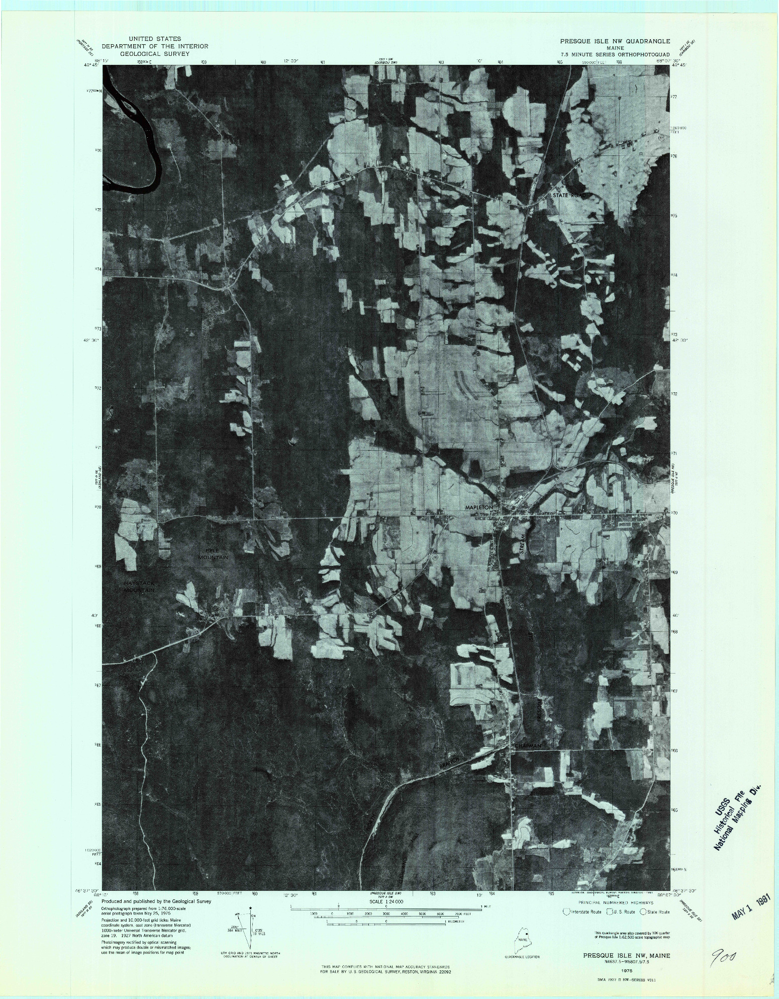 USGS 1:24000-SCALE QUADRANGLE FOR PRESQUE ISLE NW, ME 1975