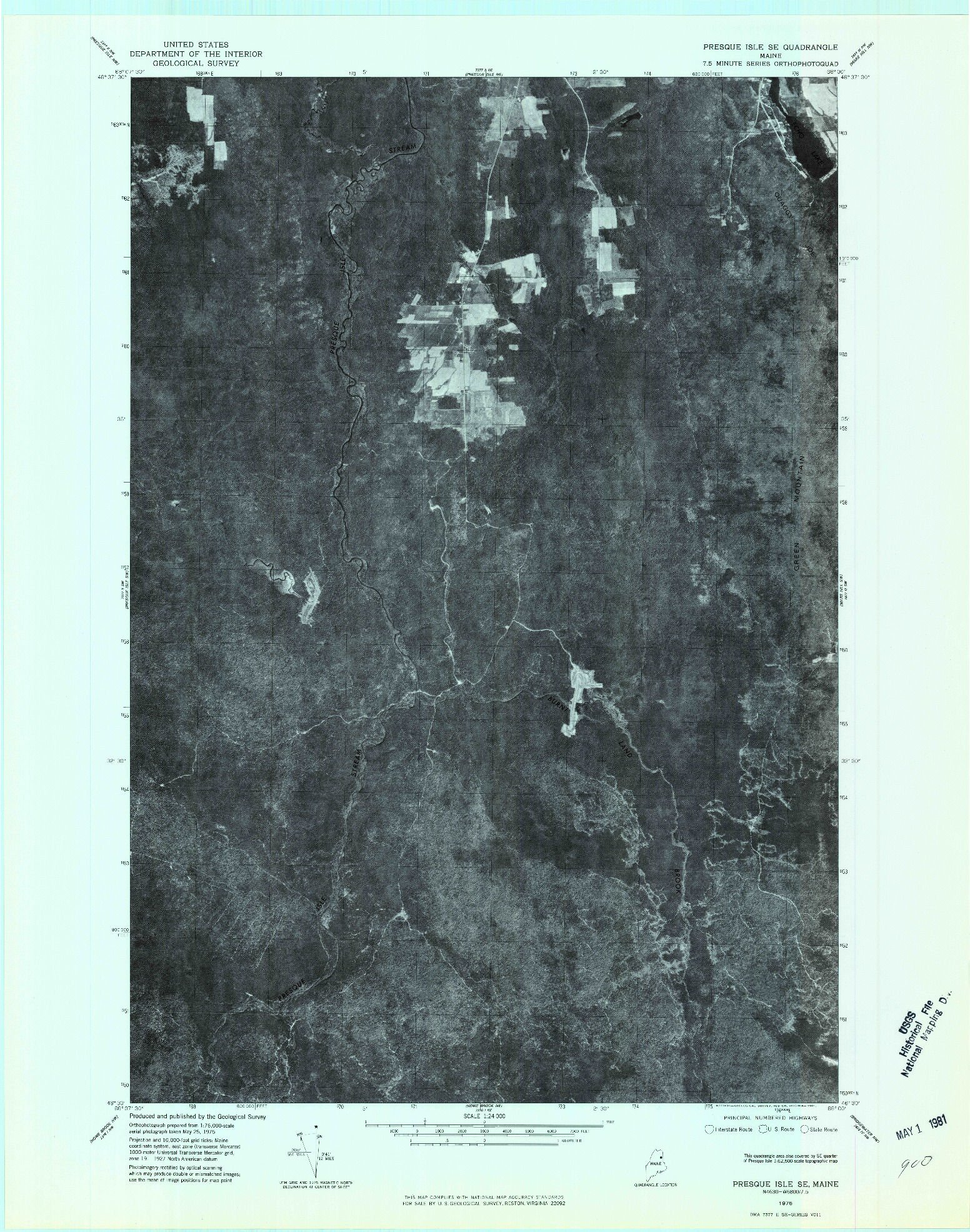 USGS 1:24000-SCALE QUADRANGLE FOR PRESQUE ISLE SE, ME 1975