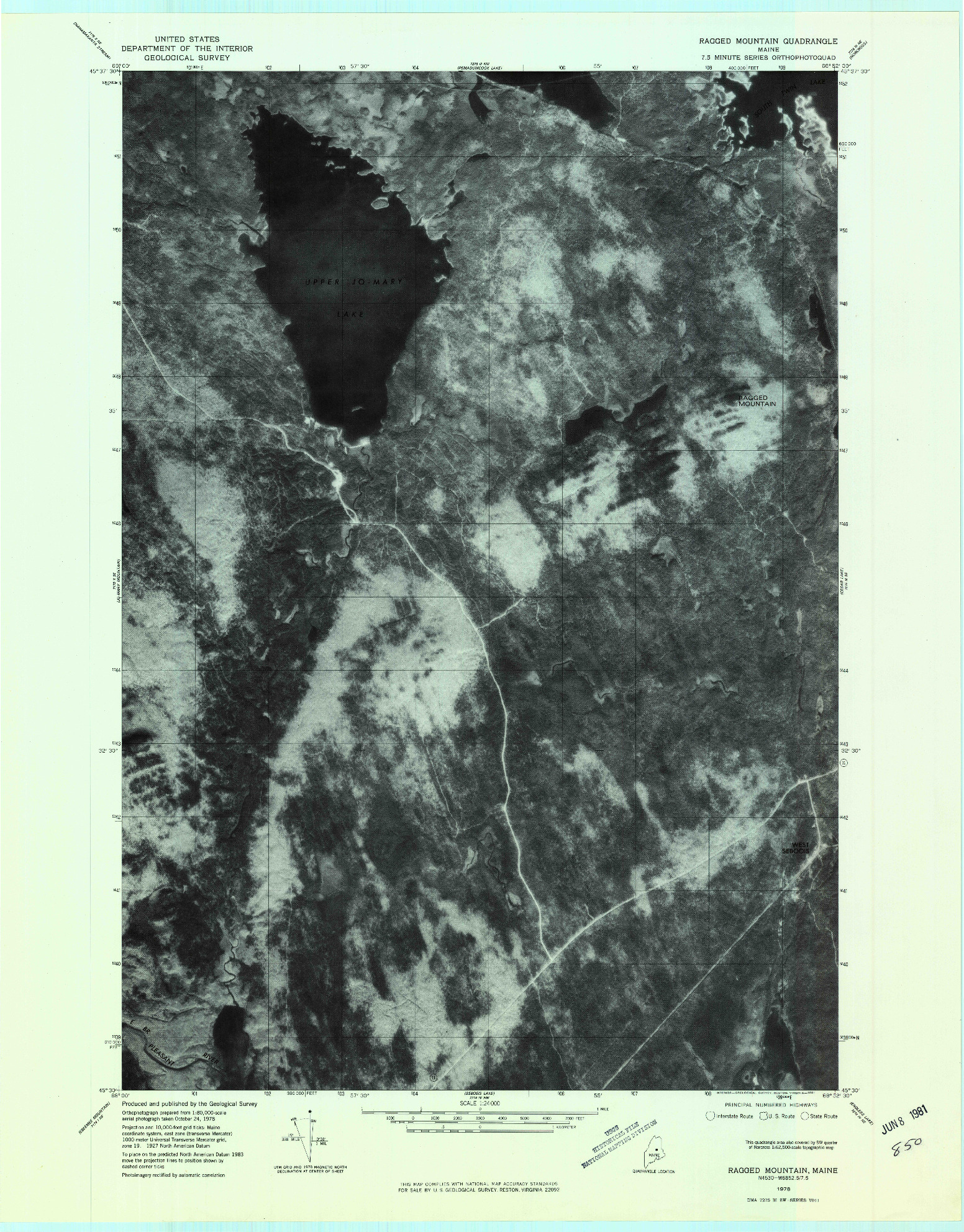 USGS 1:24000-SCALE QUADRANGLE FOR RAGGED MOUNTAIN, ME 1978