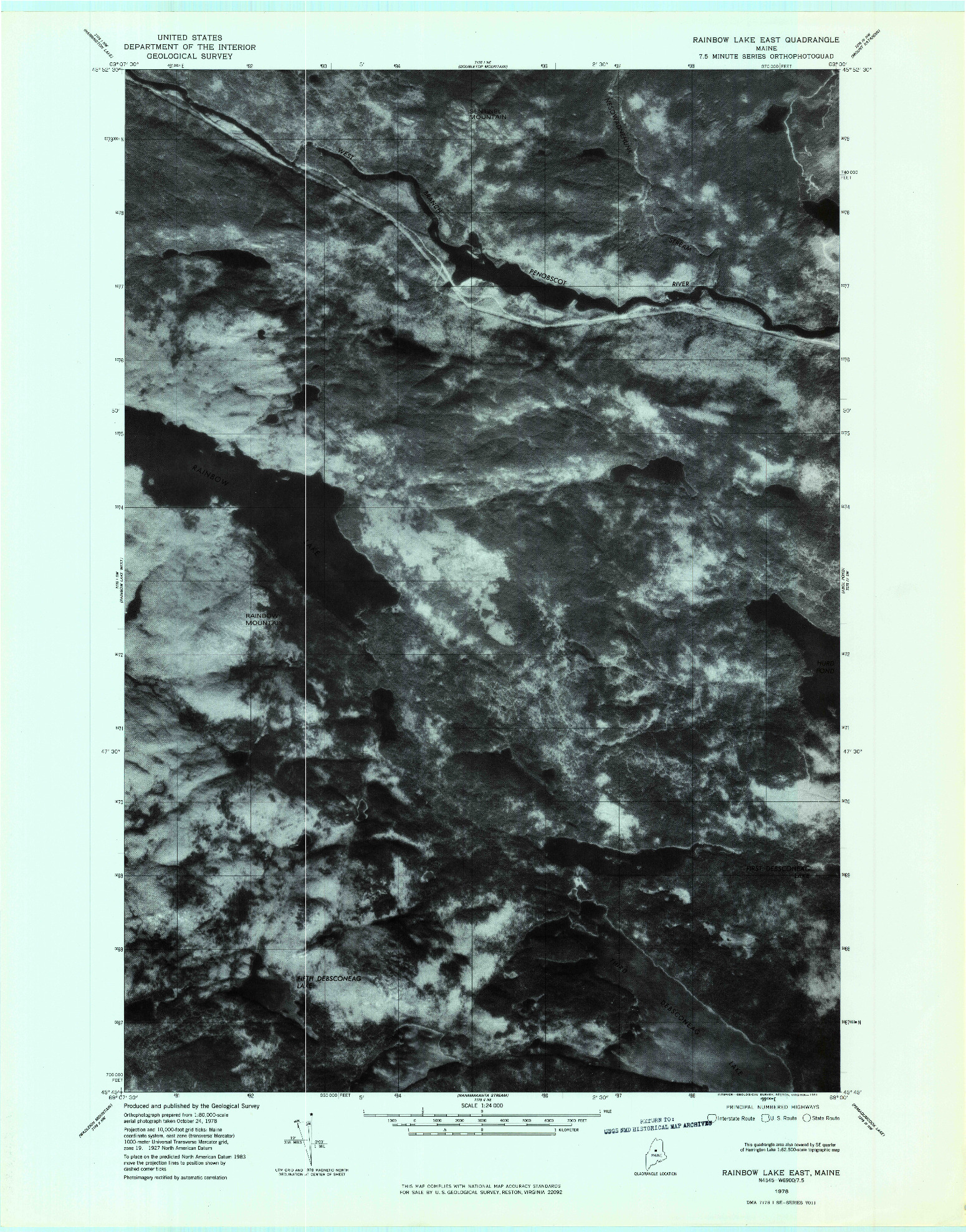 USGS 1:24000-SCALE QUADRANGLE FOR RAINBOW LAKE EAST, ME 1978