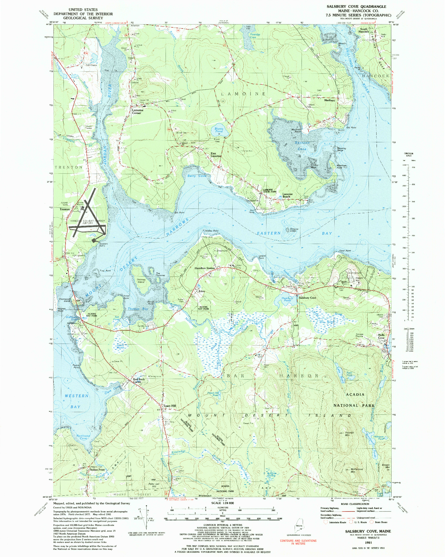 USGS 1:24000-SCALE QUADRANGLE FOR SALSBURY COVE, ME 1981