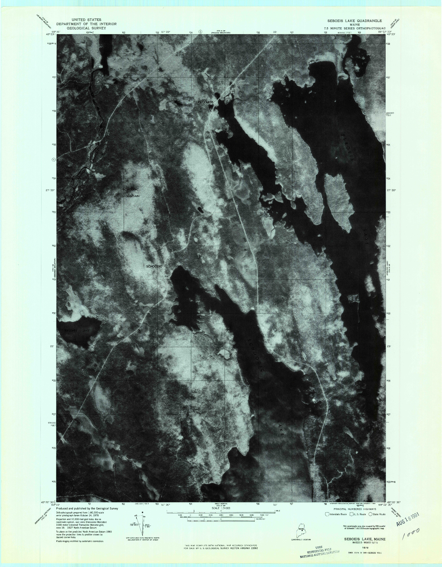 USGS 1:24000-SCALE QUADRANGLE FOR SEBOEIS LAKE, ME 1978