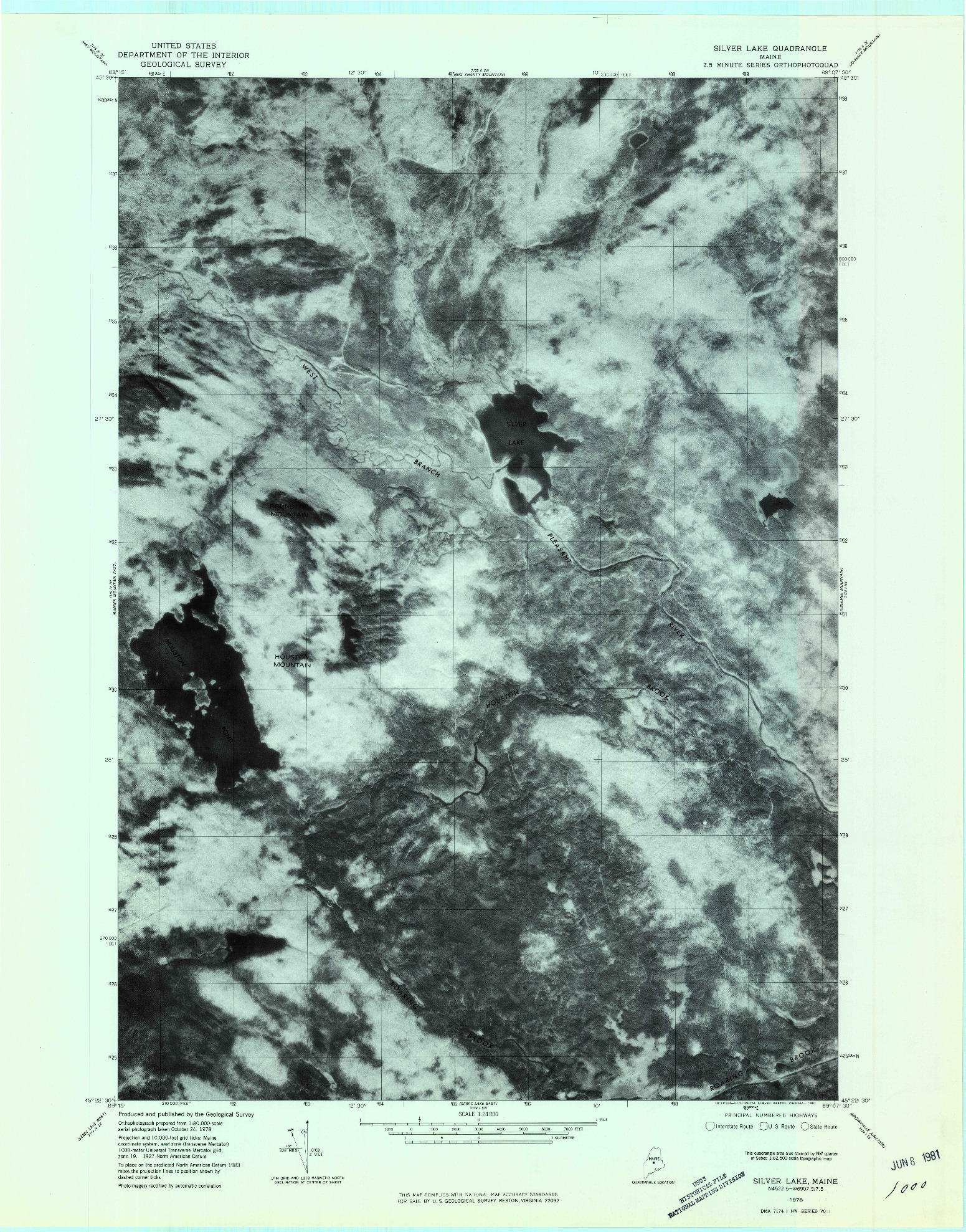 USGS 1:24000-SCALE QUADRANGLE FOR SILVER LAKE, ME 1978