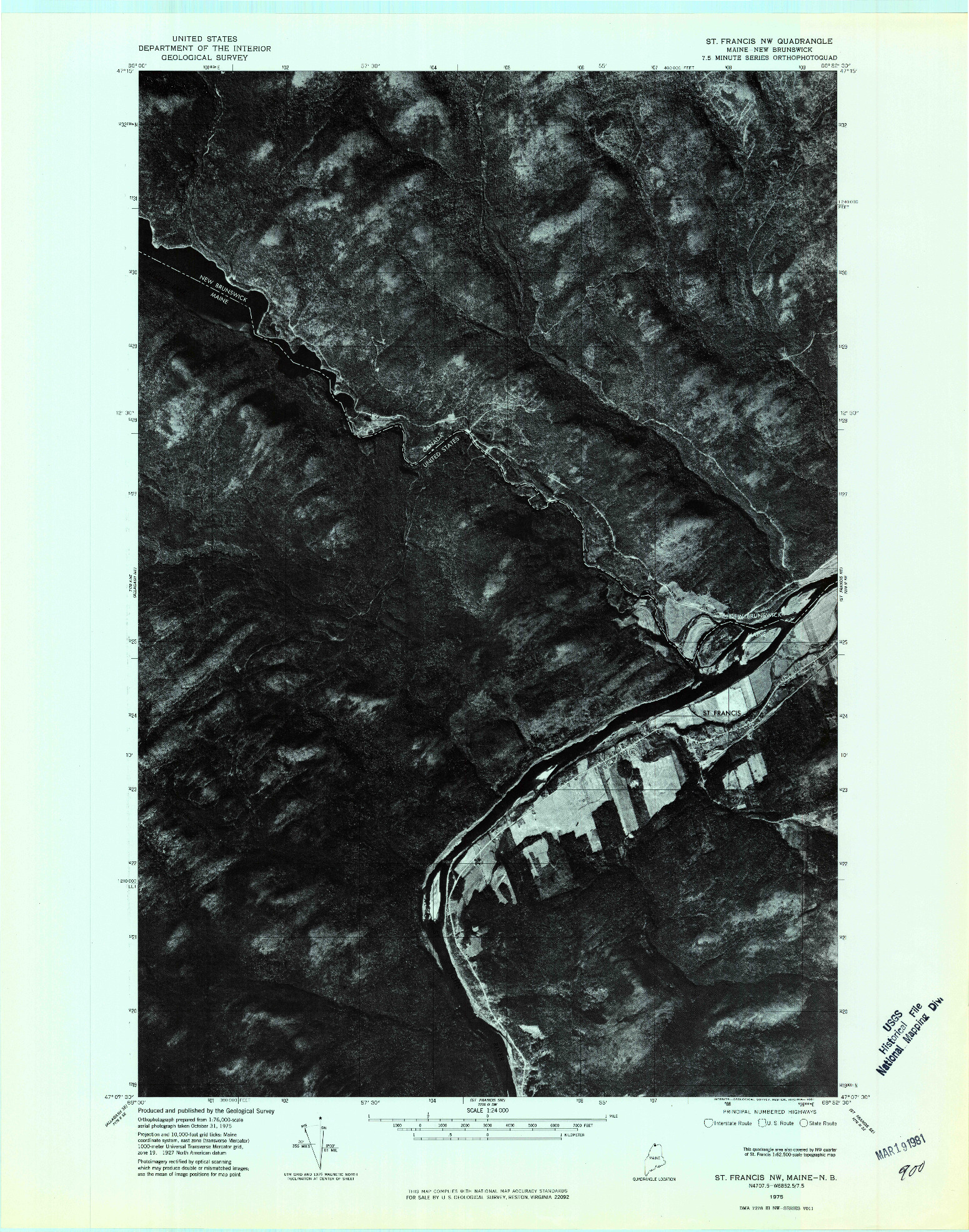 USGS 1:24000-SCALE QUADRANGLE FOR ST FRANCIS NW, ME 1975