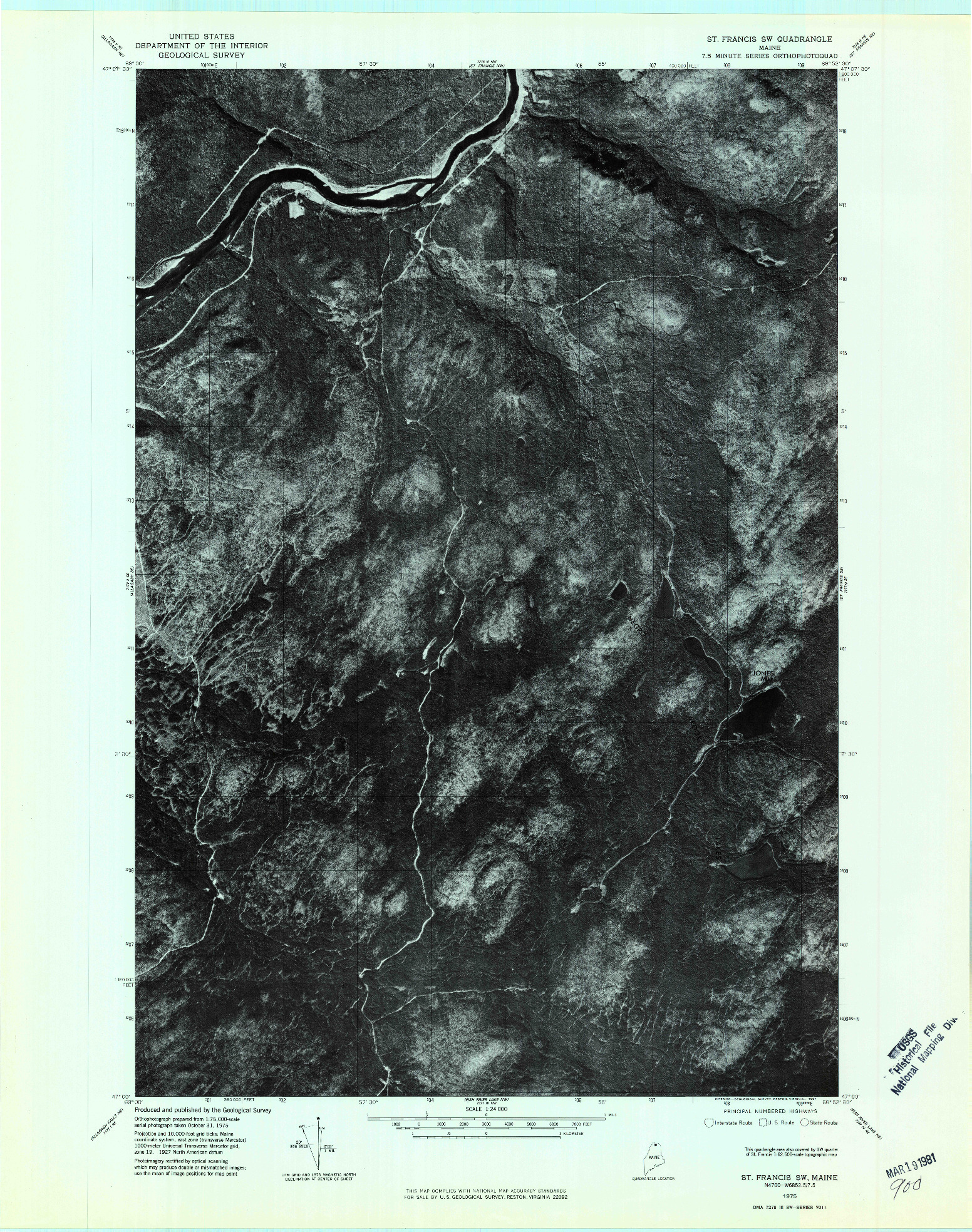 USGS 1:24000-SCALE QUADRANGLE FOR ST FRANCIS SW, ME 1975
