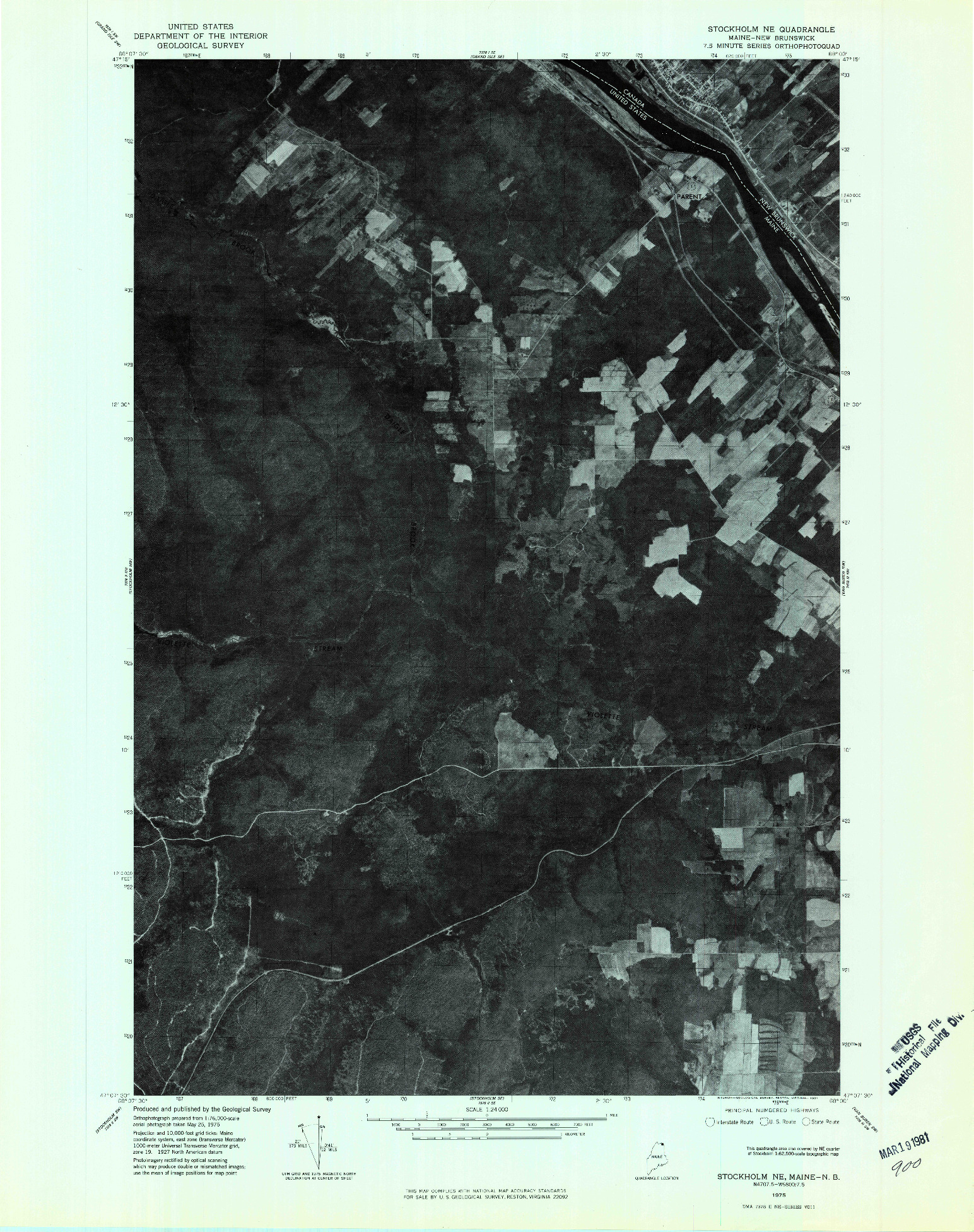USGS 1:24000-SCALE QUADRANGLE FOR STOCKHOLM NE, ME 1975