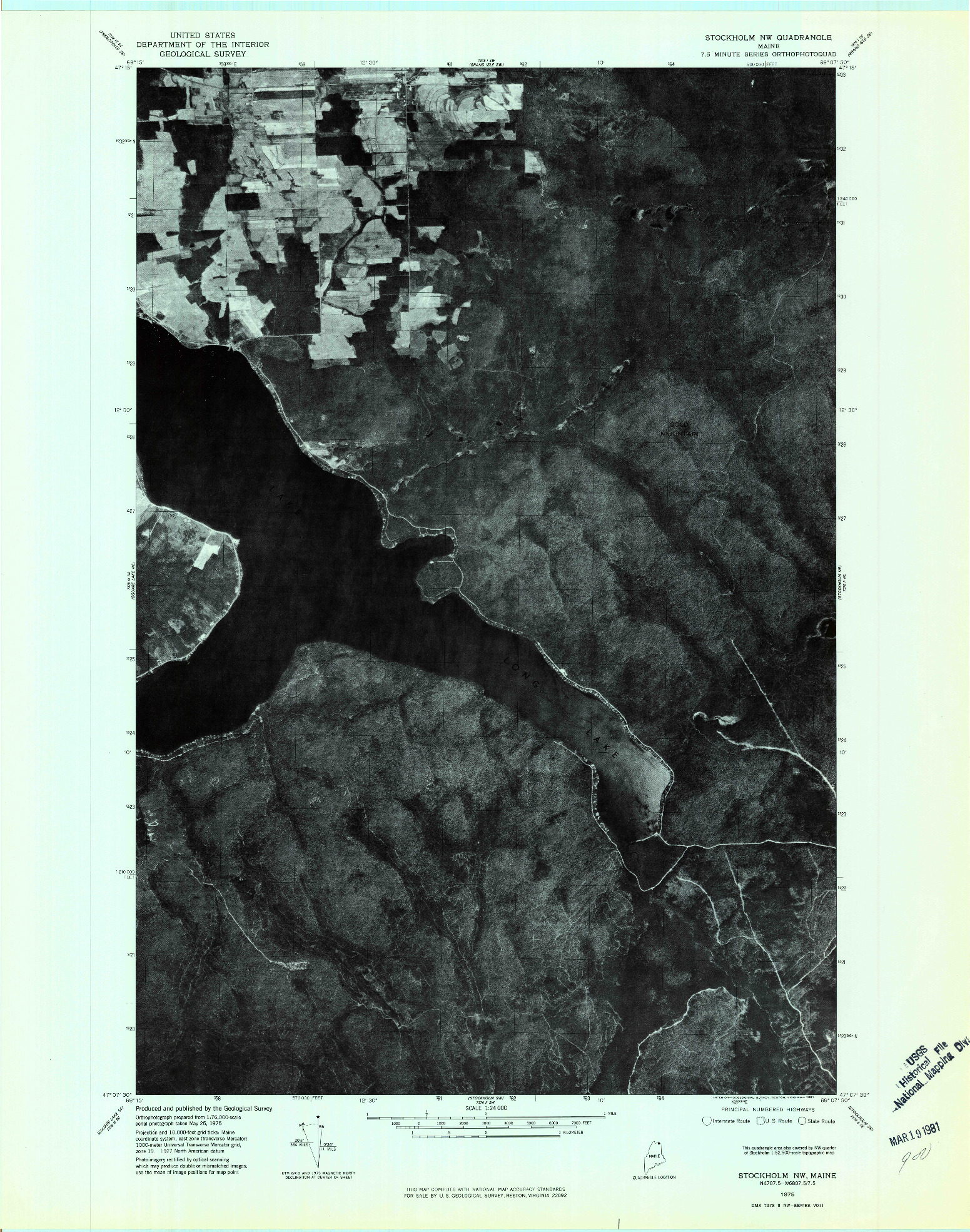 USGS 1:24000-SCALE QUADRANGLE FOR STOCKHOLM NW, ME 1975