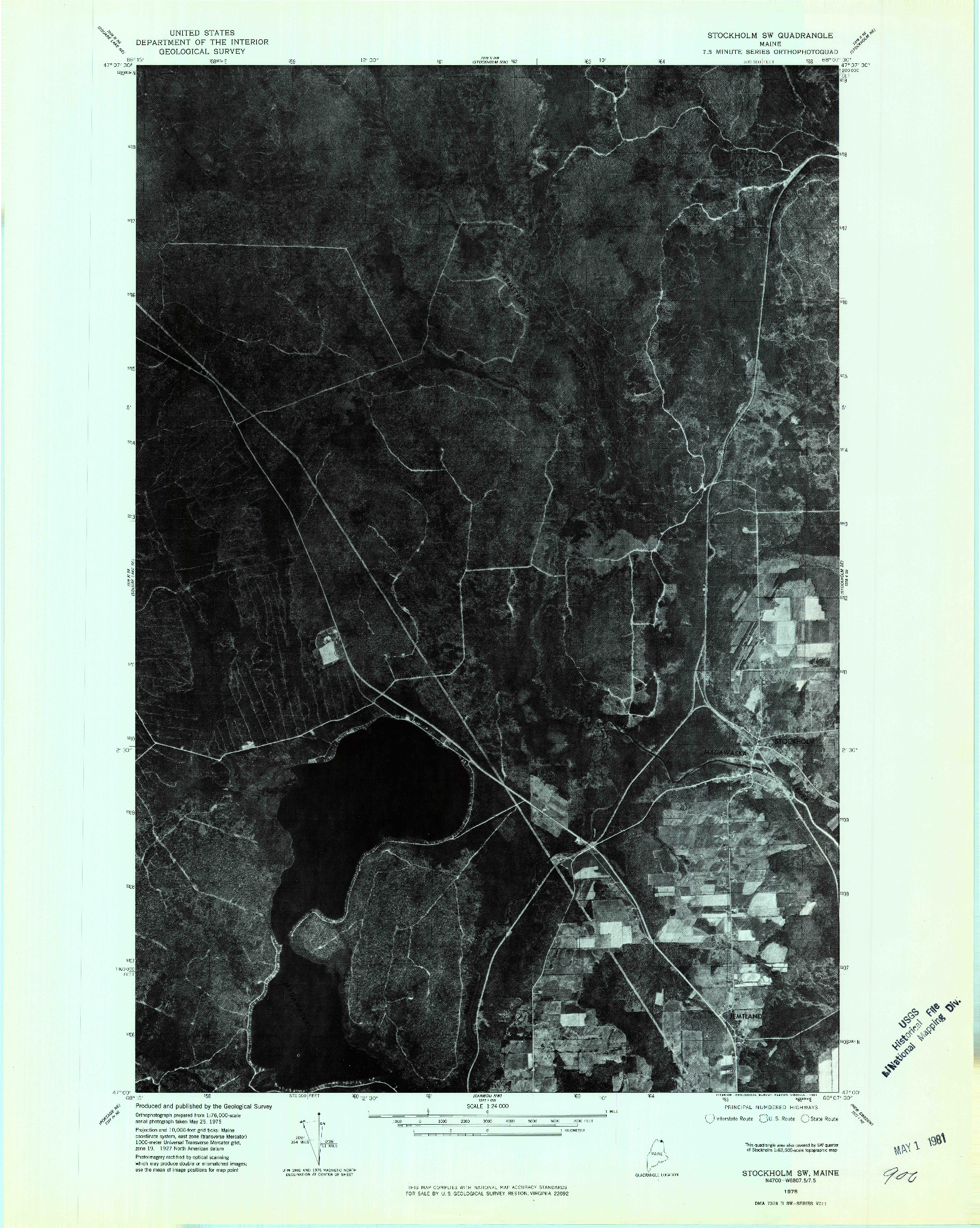 USGS 1:24000-SCALE QUADRANGLE FOR STOCKHOLM SW, ME 1975