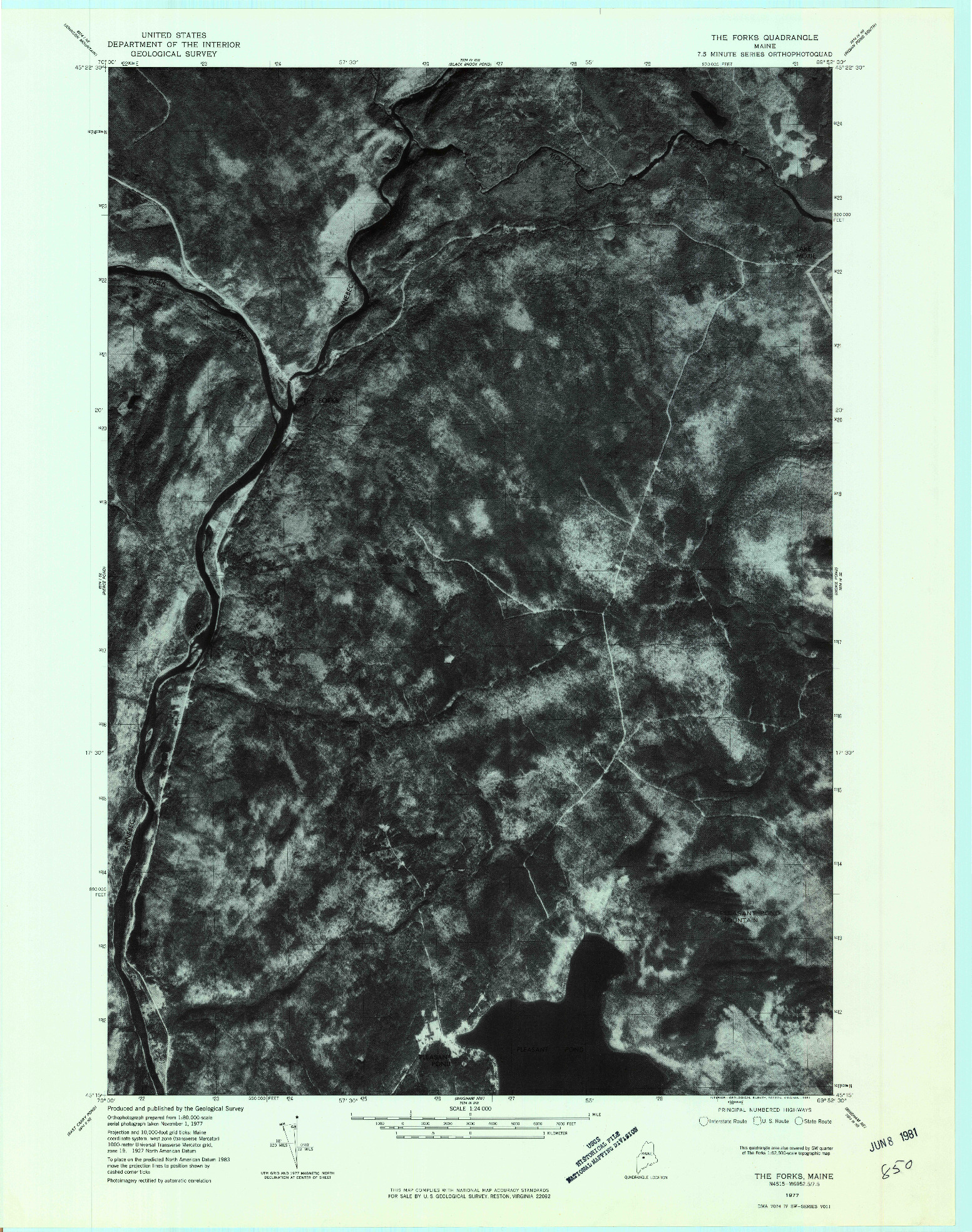 USGS 1:24000-SCALE QUADRANGLE FOR THE FORKS, ME 1977