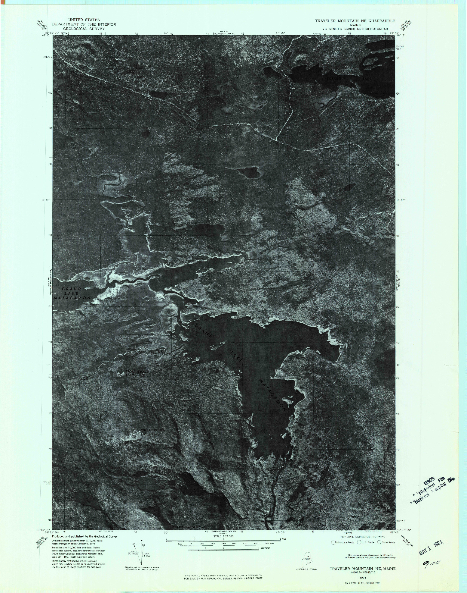 USGS 1:24000-SCALE QUADRANGLE FOR TRAVELER MOUNTAIN NE, ME 1975