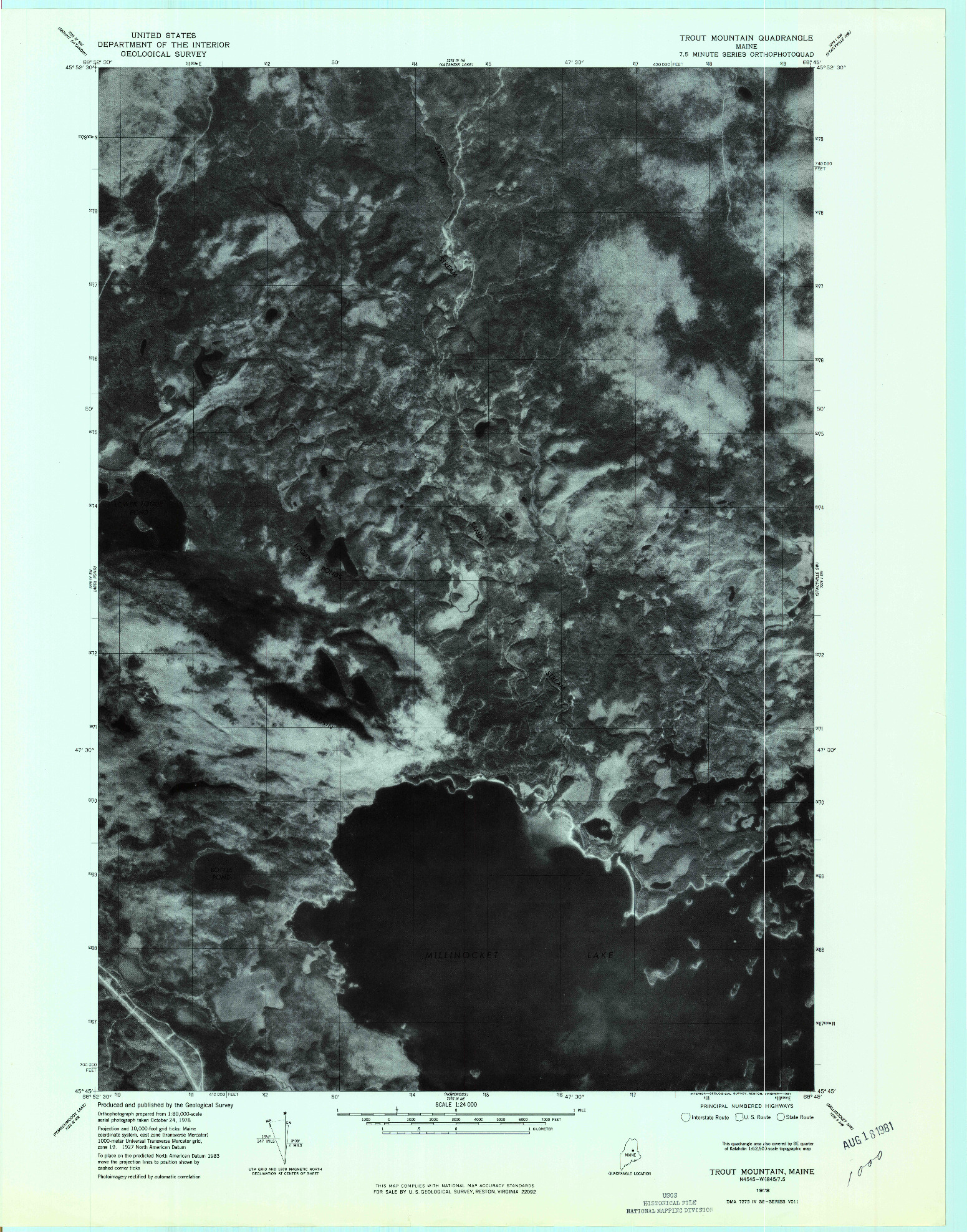 USGS 1:24000-SCALE QUADRANGLE FOR TROUT MOUNTAIN, ME 1978