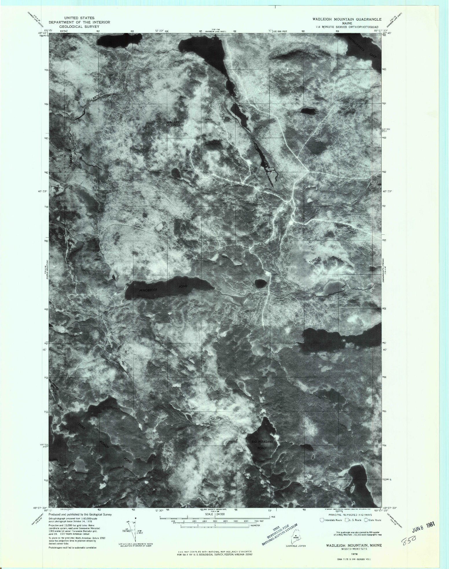 USGS 1:24000-SCALE QUADRANGLE FOR WADLEIGH MOUNTAIN, ME 1978
